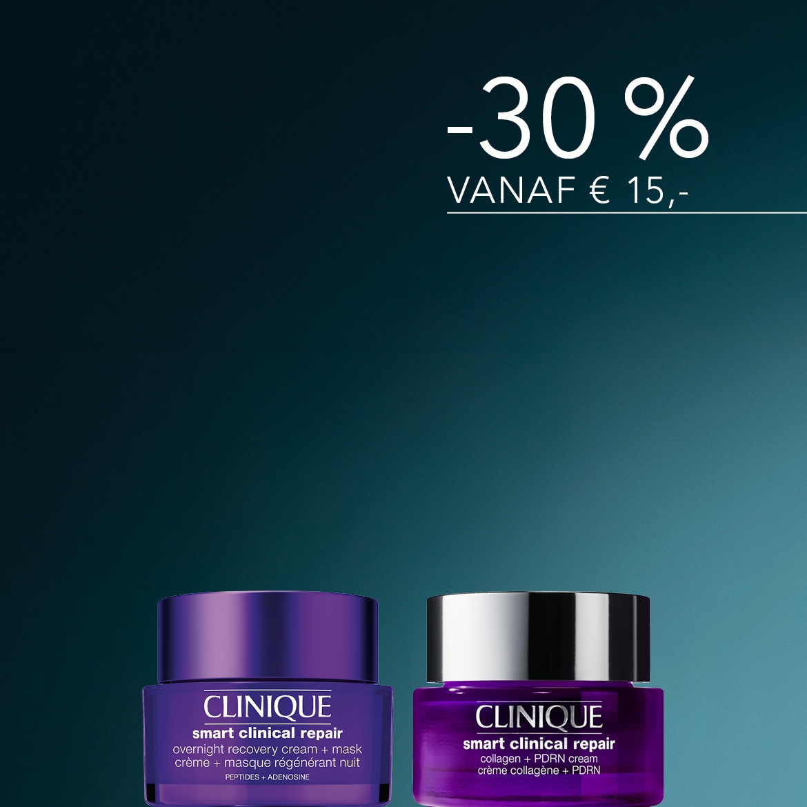 Ontdek de Clinique Smart Clinical Repair nachtcrème en masker, samen met de collageen + PDRN crème, nu met 30% korting vanaf €15.