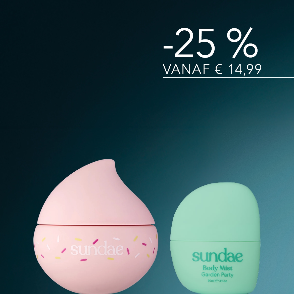 Ontdek de Sundae Body Mist Garden Party van 90 ml, een verfrissende body mist in een mintgroene verpakking, nu met 25% korting vanaf €14,99.