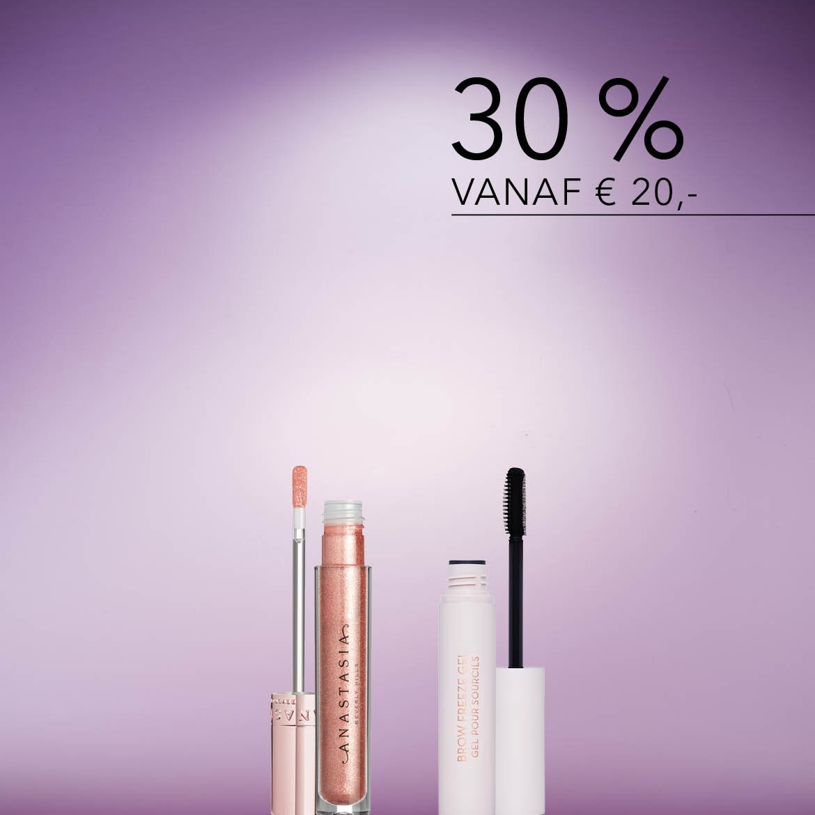 Ontdek Anastasia Beverly Hills Brow Freeze Gel en glitter lipgloss, nu met 30% korting vanaf €20,- voor een onweerstaanbare look.