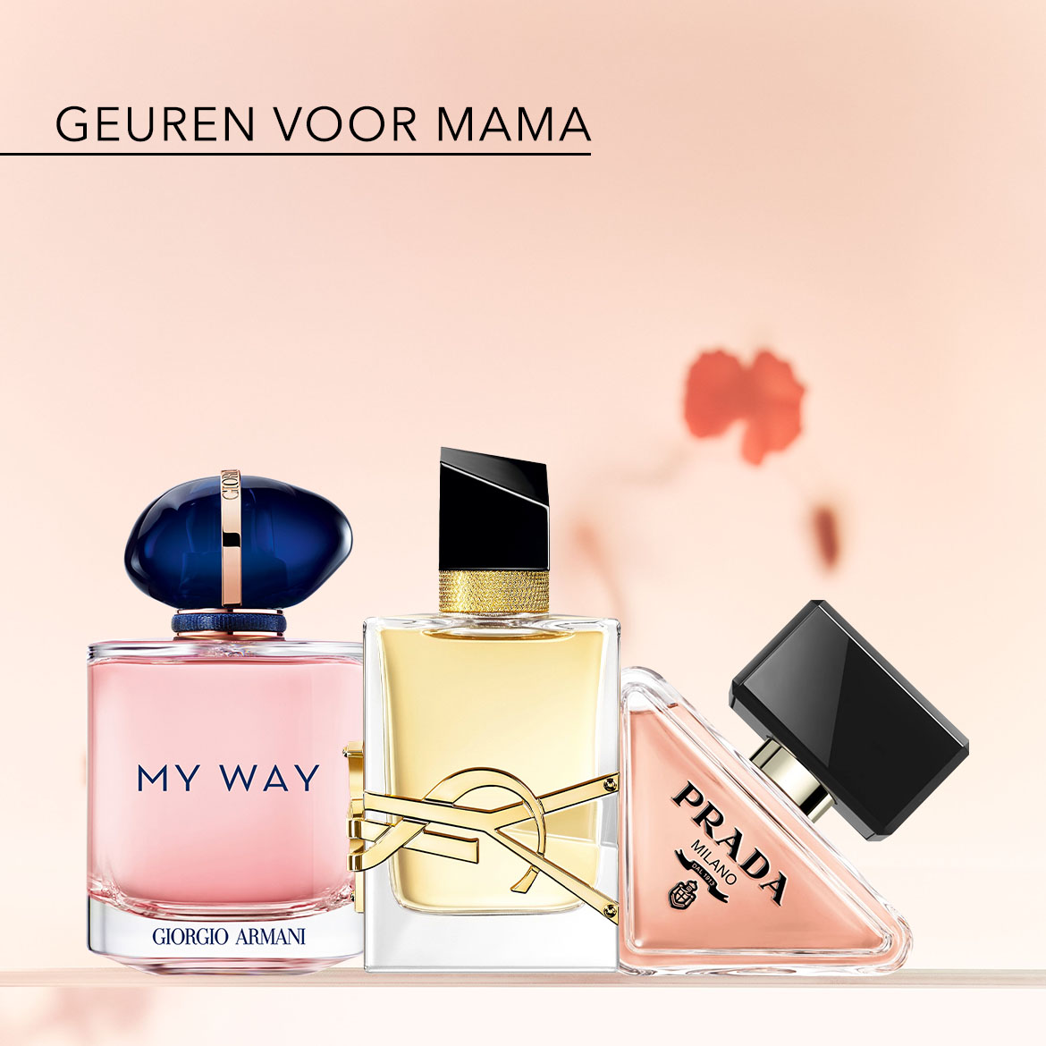 Ontdek de perfecte geuren voor mama: Giorgio Armani My Way, Yves Saint Laurent en Prada.