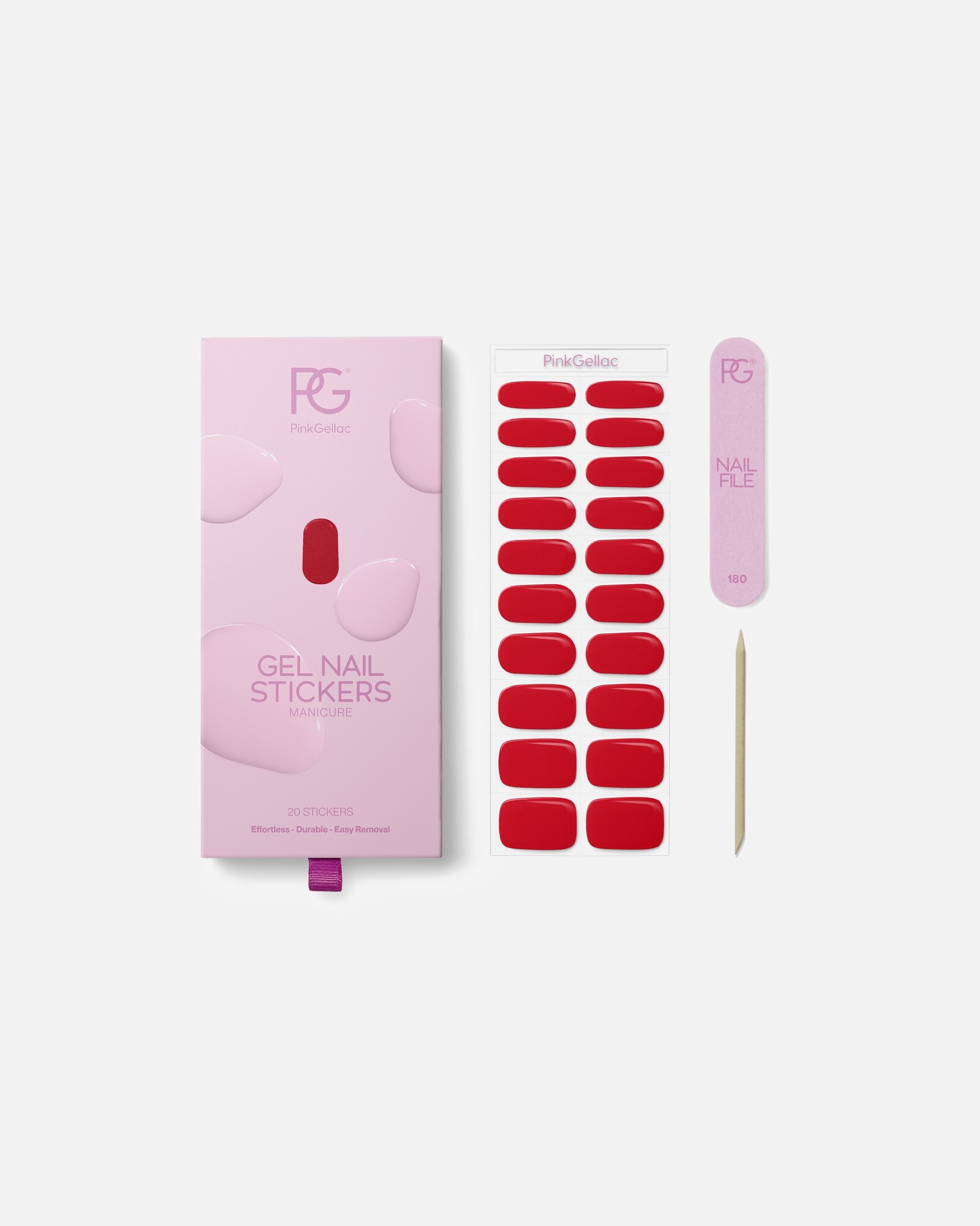 Nagelstickers voor UnisexPink GellacUV Gel Nagelstickers034 - ROCKING RED