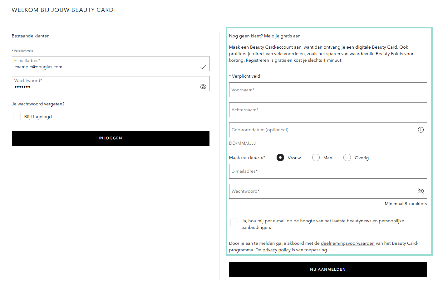 Welkom bij uw Beauty Card! Meld u gratis aan en profiteer direct van vele voordelen, zoals het sparen van waardevolle Beauty Points voor korting. Registreren is gratis en kost slechts 1 minuut! Nu aanmelden.