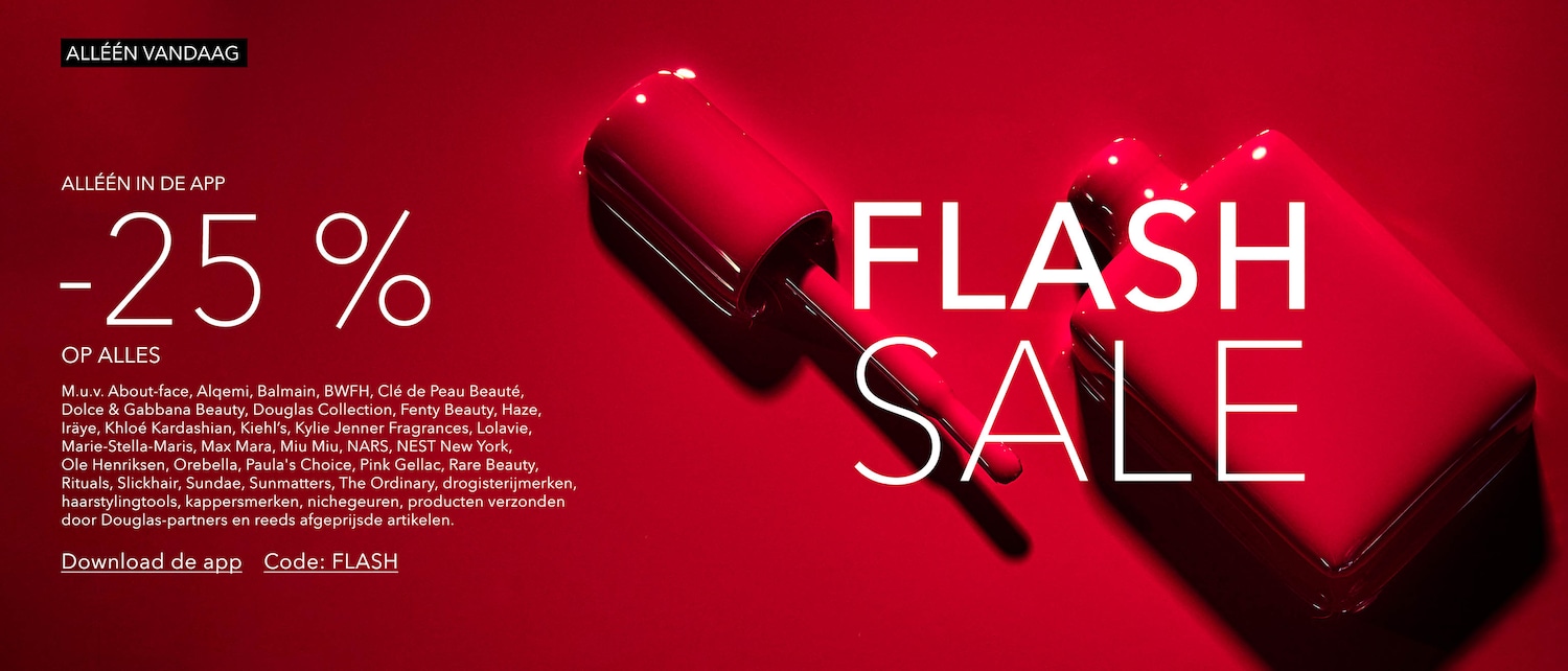Profiteer vandaag van 25% korting op bijna alles in de app tijdens de Flash Sale, met uitzondering van enkele merken en reeds afgeprijsde artikelen.