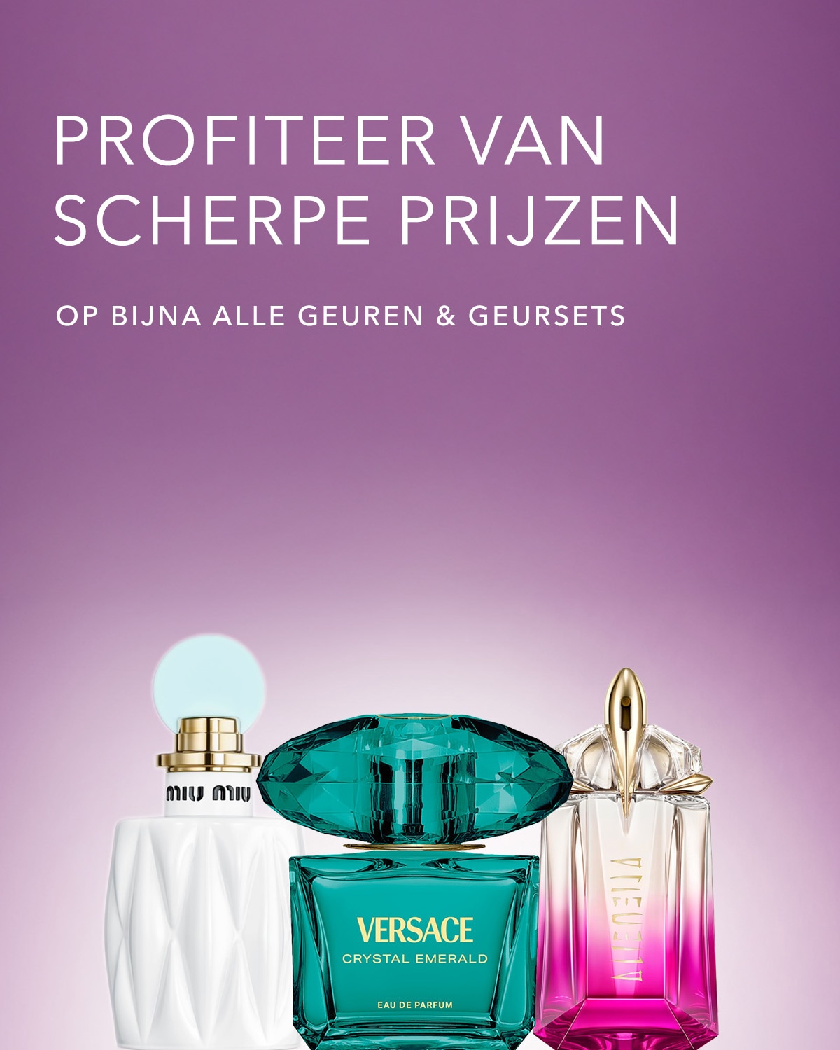Profiteer van scherpe prijzen op bijna alle geuren & geursets, waaronder Versace Crystal Emerald Eau de Parfum, Miu Miu en Alien.