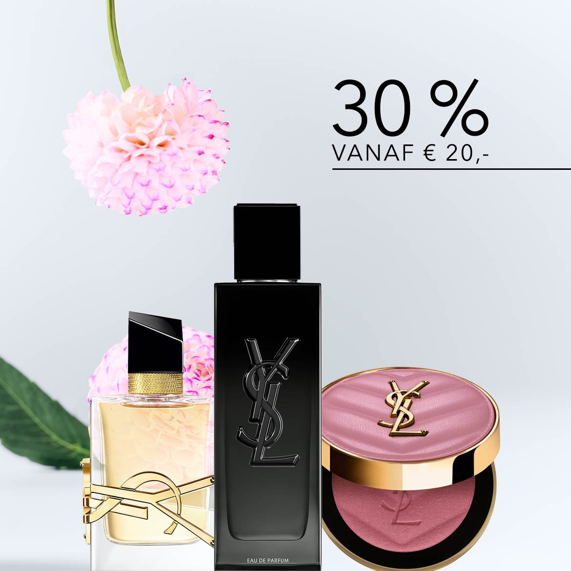 Ontdek YSL beautyproducten: parfums en make-up, met 30% korting vanaf € 20,-.