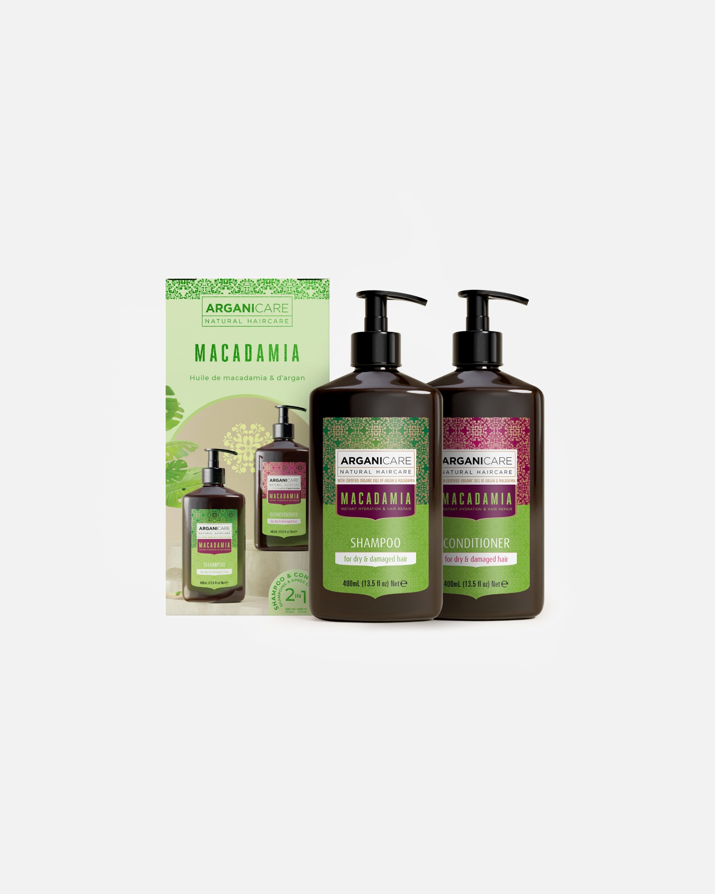 Haarverzorgingsset voor UnisexArganicareDuo Box Shampoo + Conditioner Macadamia1 stuk