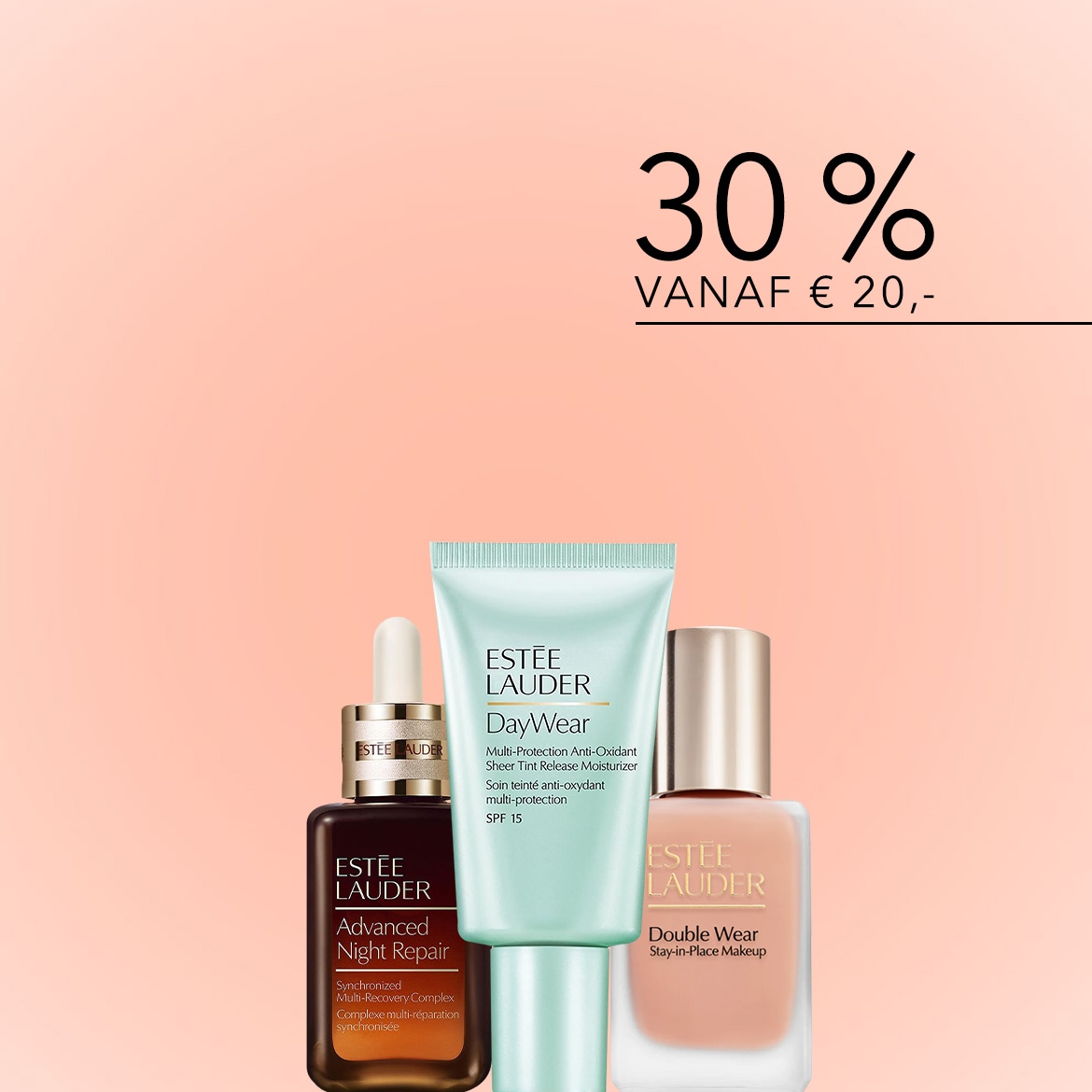 Ontdek Estée Lauder's DayWear, Advanced Night Repair en Double Wear make-up, nu met 30% korting vanaf €20!