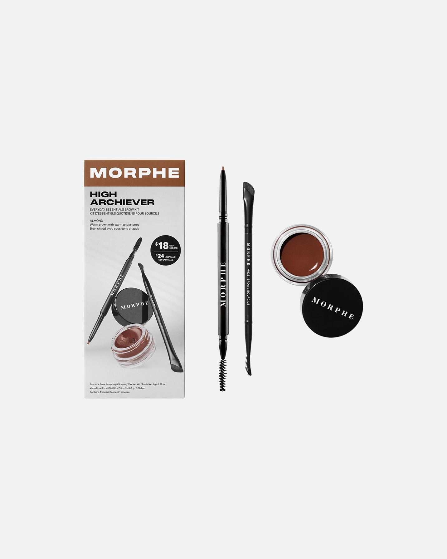 Wenkbrauw make-up set voor UnisexMorpheHigh Archiever Everyday Essentials Brow KitALMOND