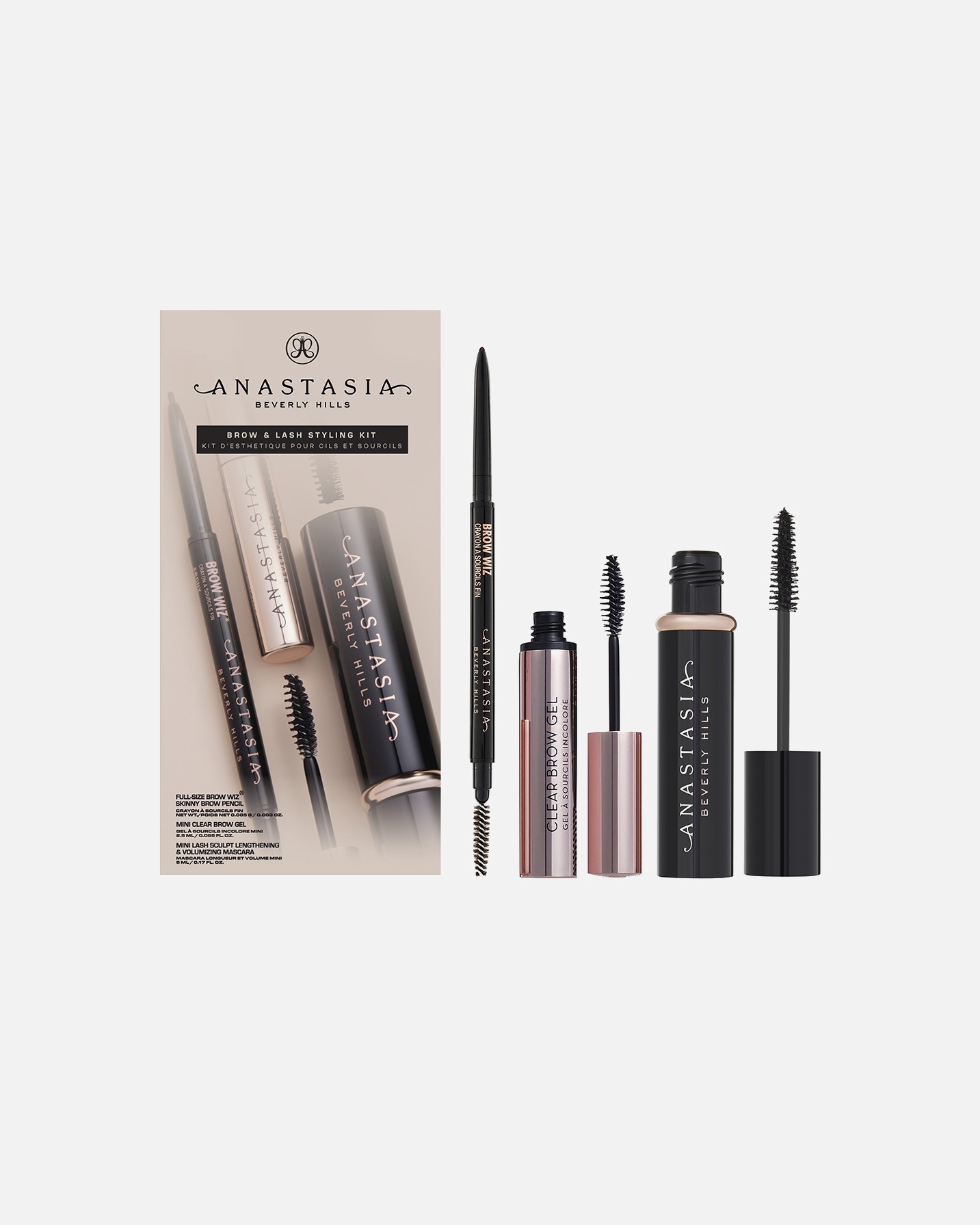 Wenkbrauw make-up set voor UnisexAnastasia Beverly HillsBrow & Lash Styling KitZacht bruin
