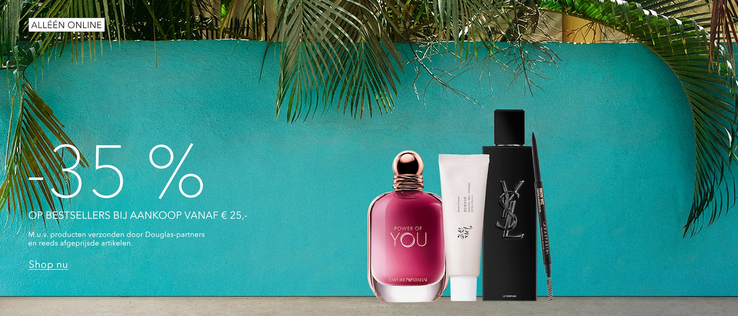 Ontdek de "Alleen Online" aanbieding: 35% korting op bestsellers bij aankoop vanaf €25, met uitzondering van producten verzonden door Douglas-partners en reeds afgeprijsde artikelen. Shop nu en profiteer van deze exclusieve deal!
