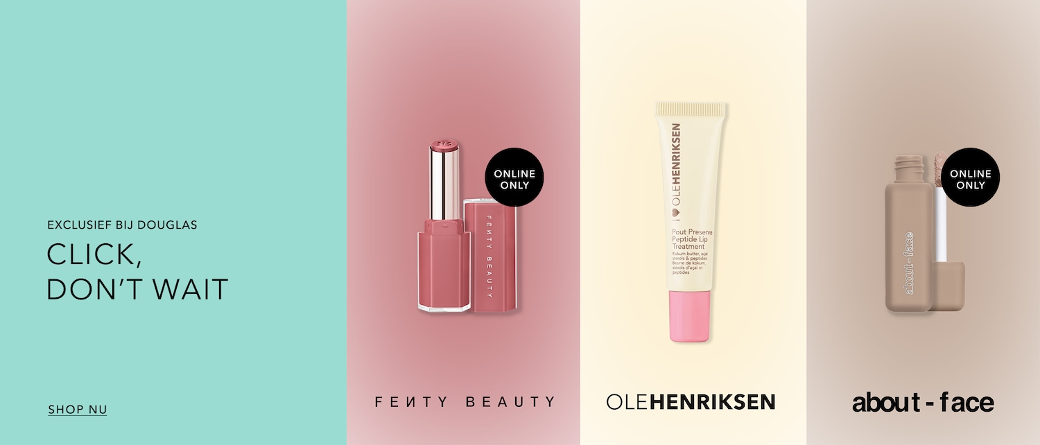 Exclusief bij Douglas: Klik en wacht niet langer om de nieuwste producten van Fenty Beauty, Olehenriksen en About-Face te ontdekken.