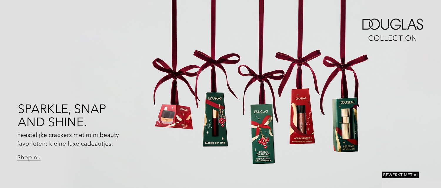 Ontdek de Douglas Collection feestelijke crackers met mini beauty favorieten, perfect als kleine luxe cadeautjes om te schitteren.