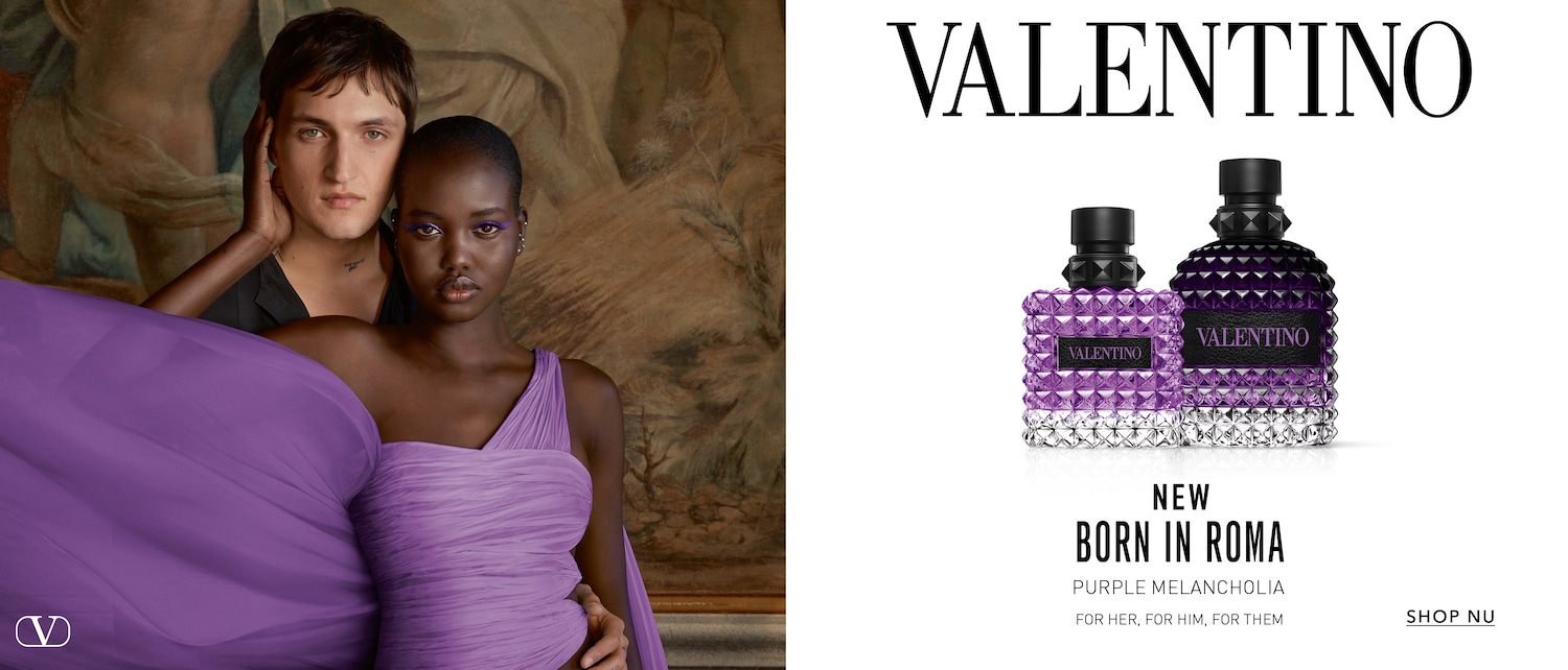 Valentino presenteert Born in Roma Purple Melancholia, een geur voor haar, hem en hen, gehuld in een paars kristallen flacon.