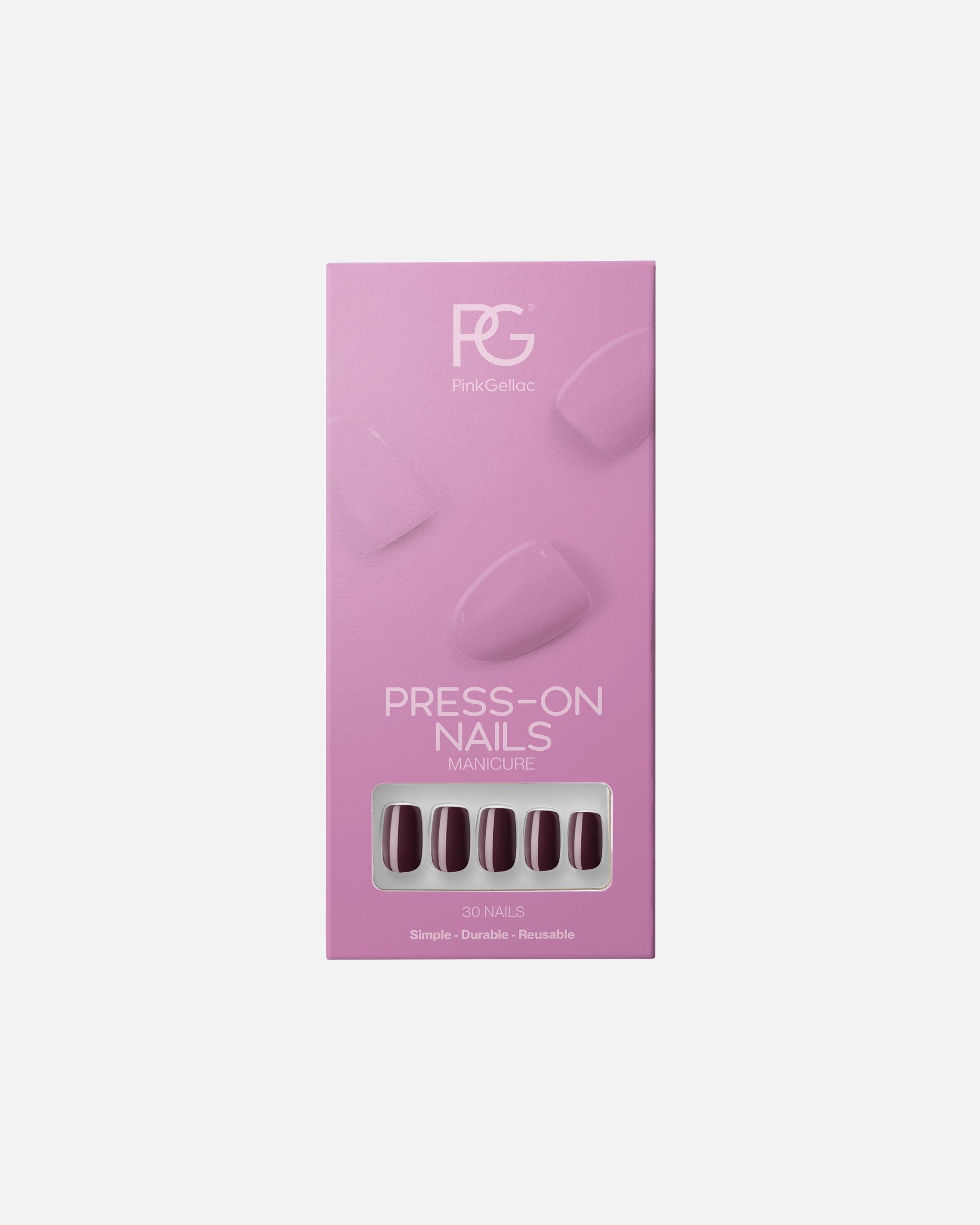 Kunstnagels voor Pink GellacAcrylnagels SquareSANGRIA RED