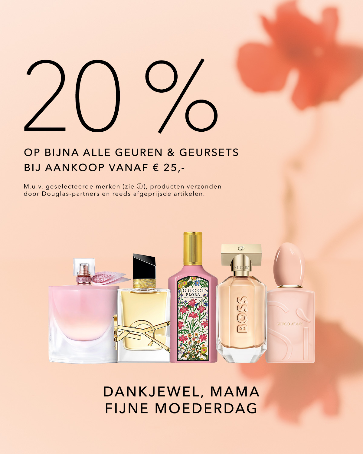 Profiteer van 20% korting op bijna alle geuren en geursets bij aankoop vanaf € 25, als dankjewel voor mama, fijne Moederdag!