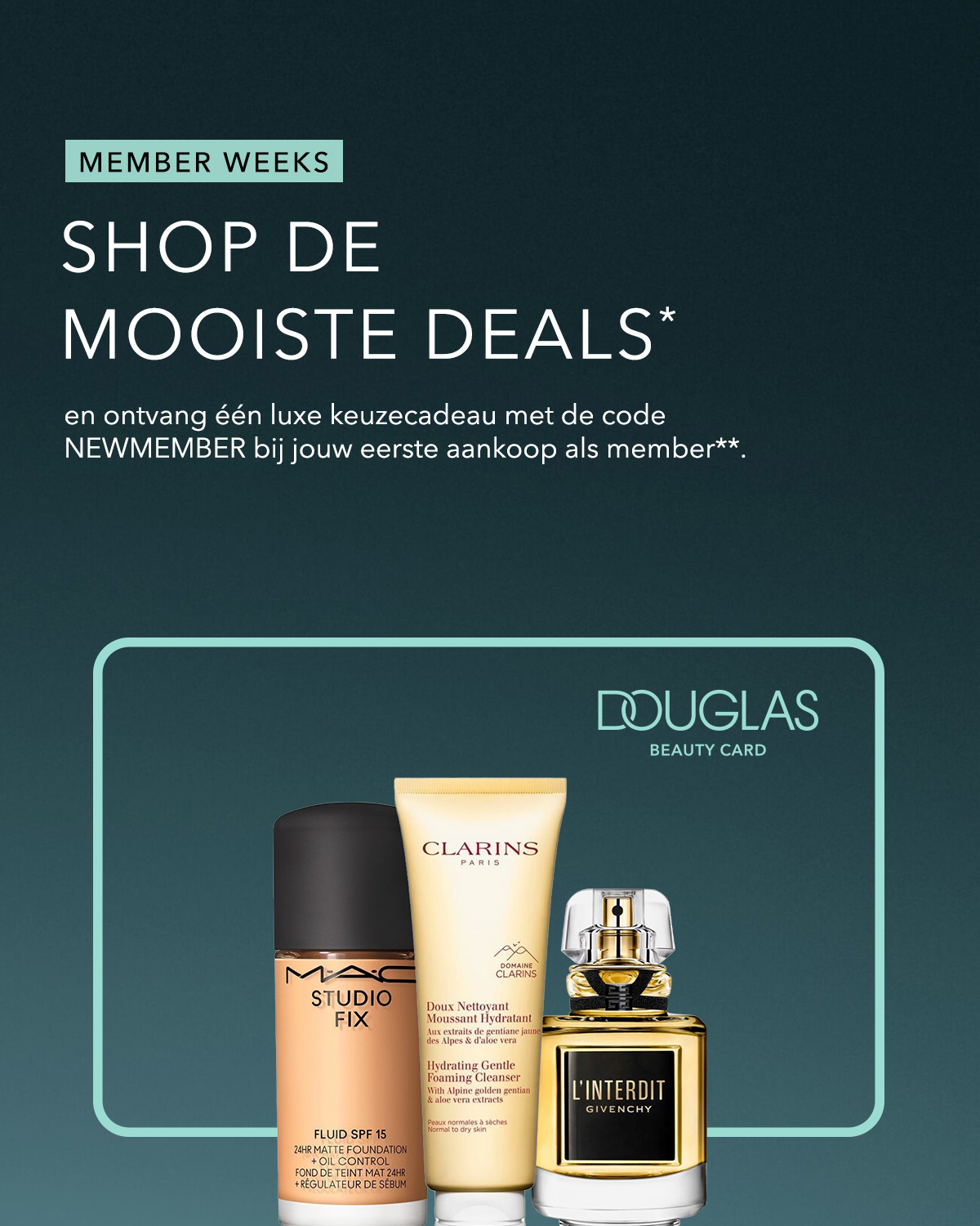 Ontdek de Member Weeks bij Douglas en shop de mooiste deals, waarbij je een luxe cadeau ontvangt met de code NEWMEMBER bij je eerste aankoop als lid.