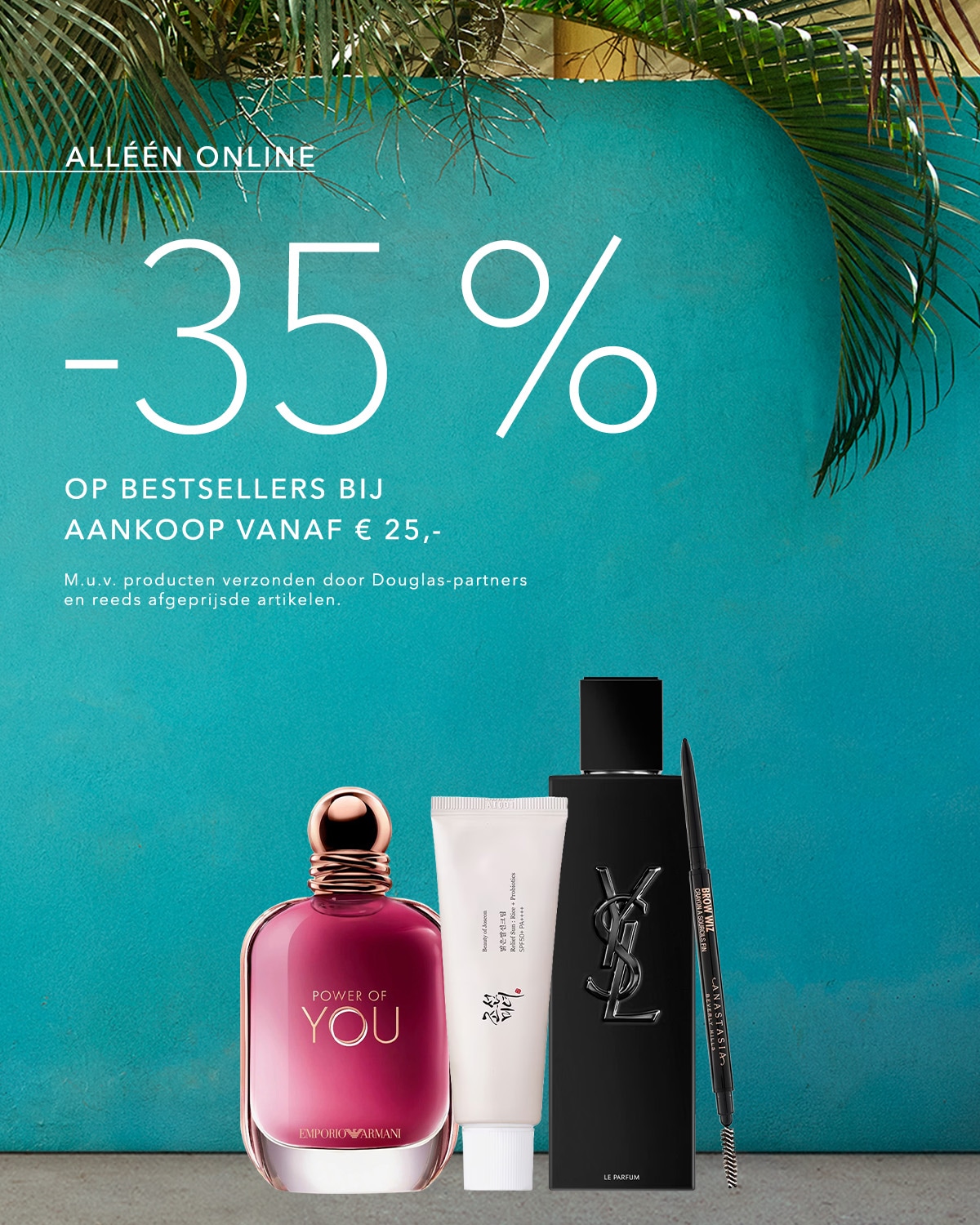 Ontdek online 35% korting op bestsellers bij een aankoop vanaf € 25,-, met uitzondering van producten verzonden door Douglas-partners en reeds afgeprijsde artikelen.