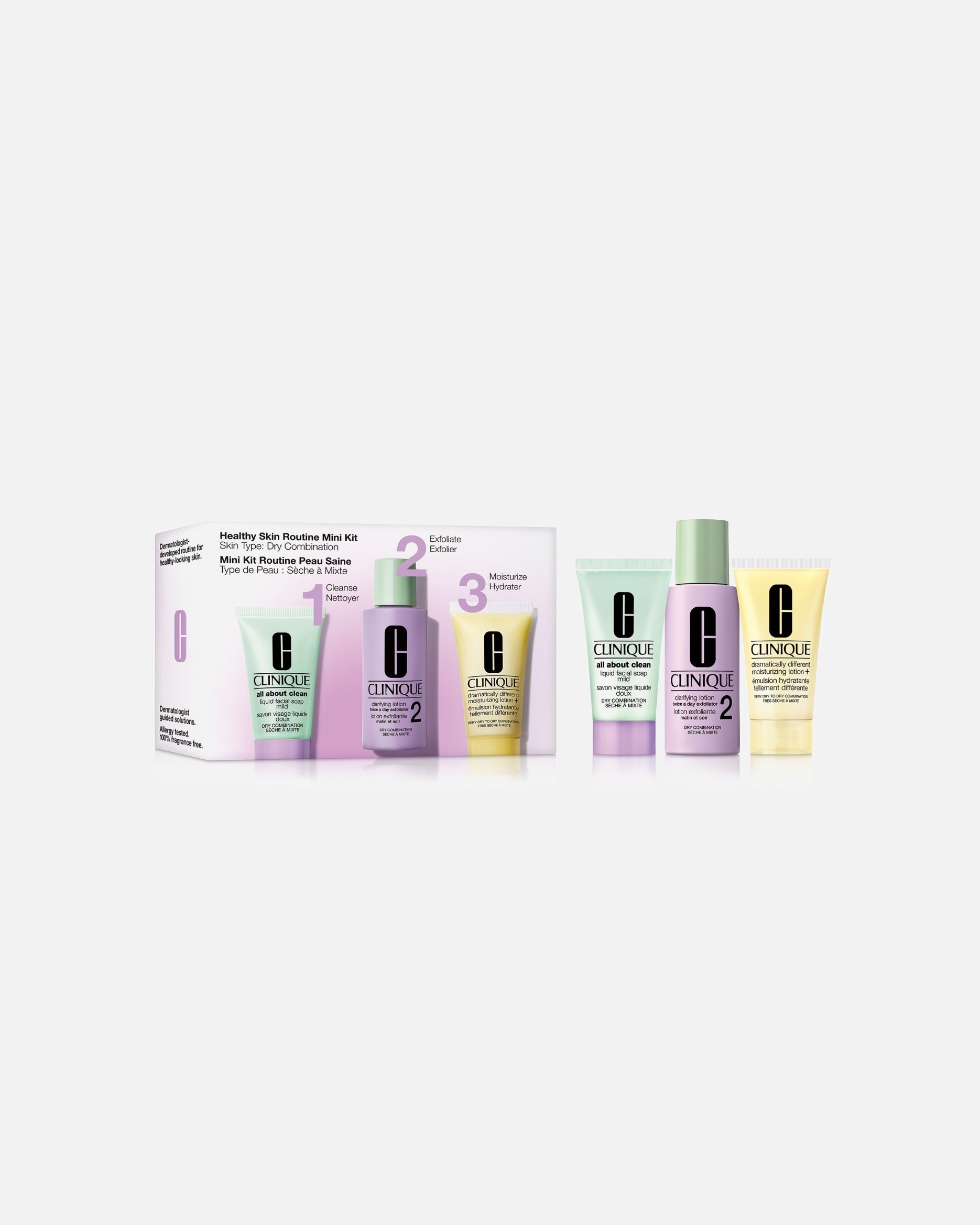 Gezichtsverzorgingsset voor UnisexClinique3-Step Skin Care SystemHealthy Skin Routine Mini Kit Dry Combination1 stuk