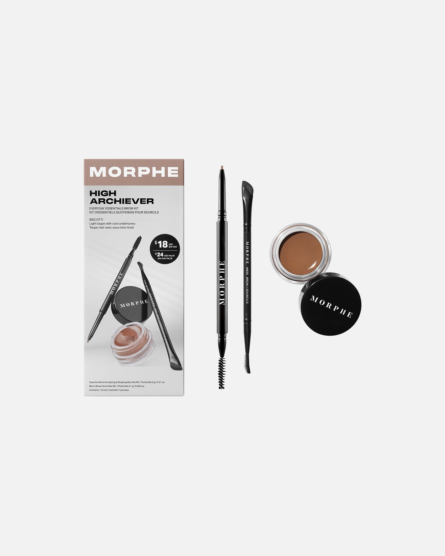Wenkbrauw make-up set voor UnisexMorpheHigh Archiever Everyday Essentials Brow KitBISCOTTI