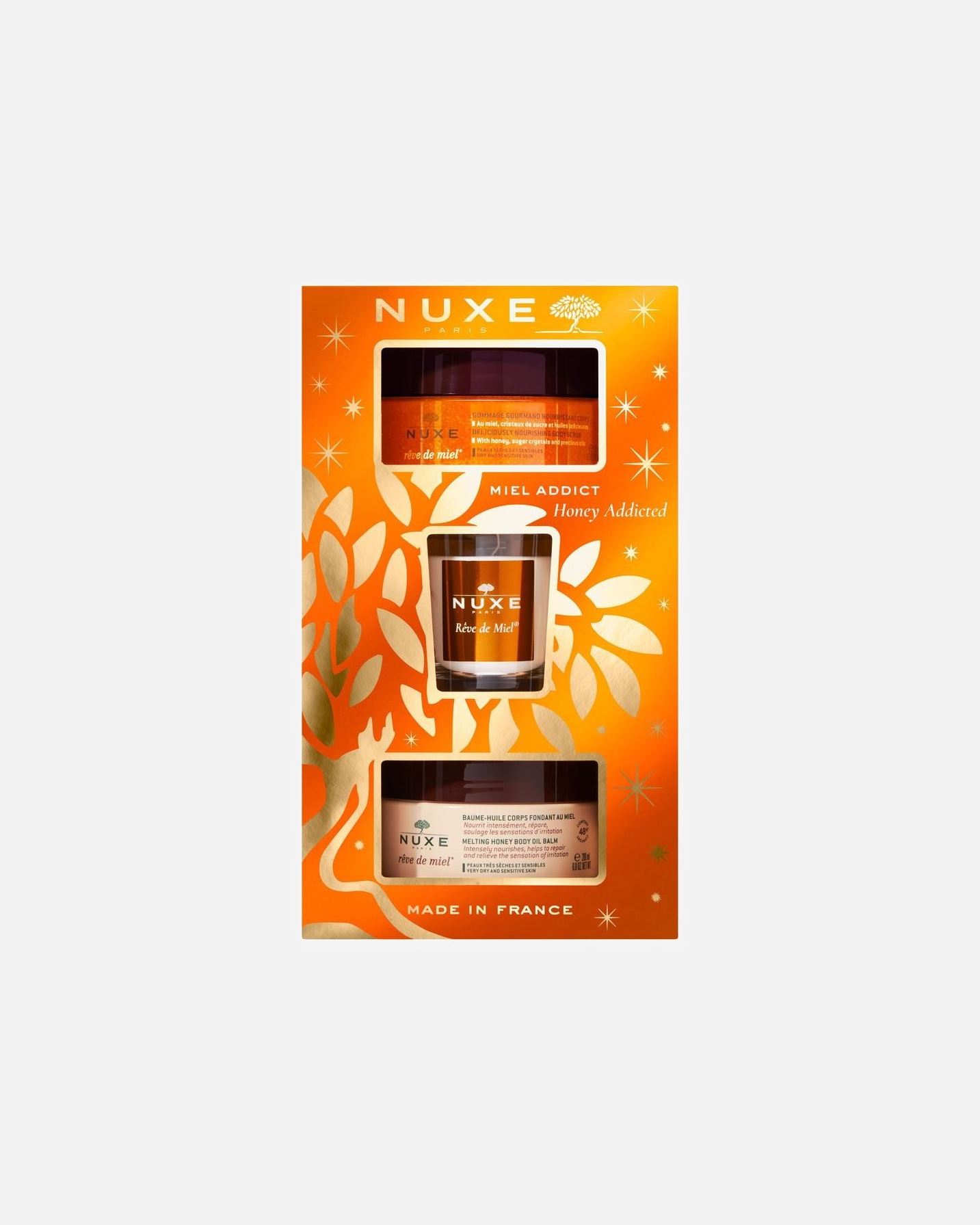 Lichaamsverzorgingsset voor NUXENuxe Rêve de Miel® Geschenkset - Ontdek je liefde voor honingBody Scrub 175 ml + Body Balm 200 ml + Candle 70 g 1 Stk.