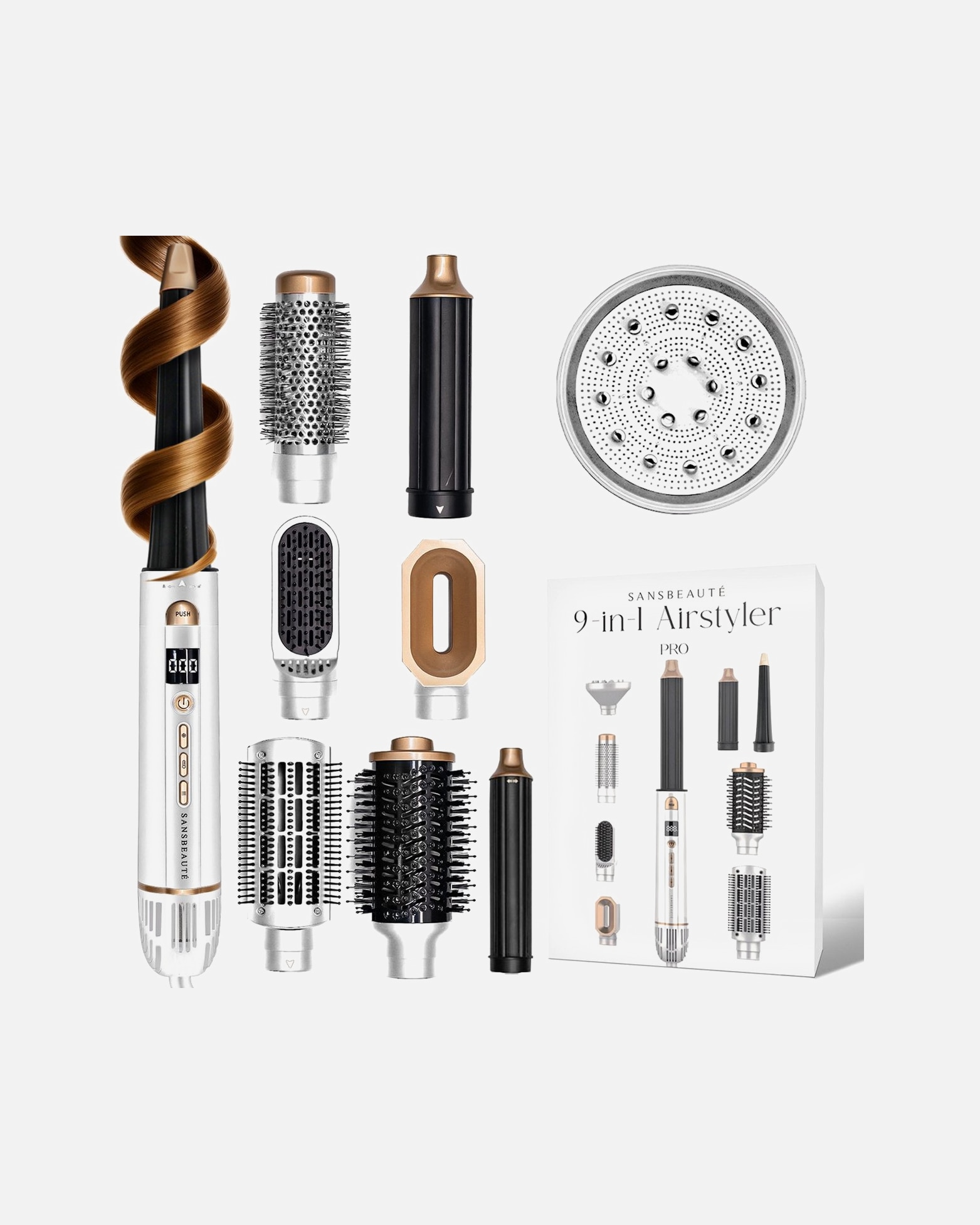 Haarstylingset voor UnisexSansbeauteDefault Brand Line9-in-1 Airstyler met Diffuser - Multistyler - Föhnborstel - Haarstyler - Haarkruller - Krultang1 Piece