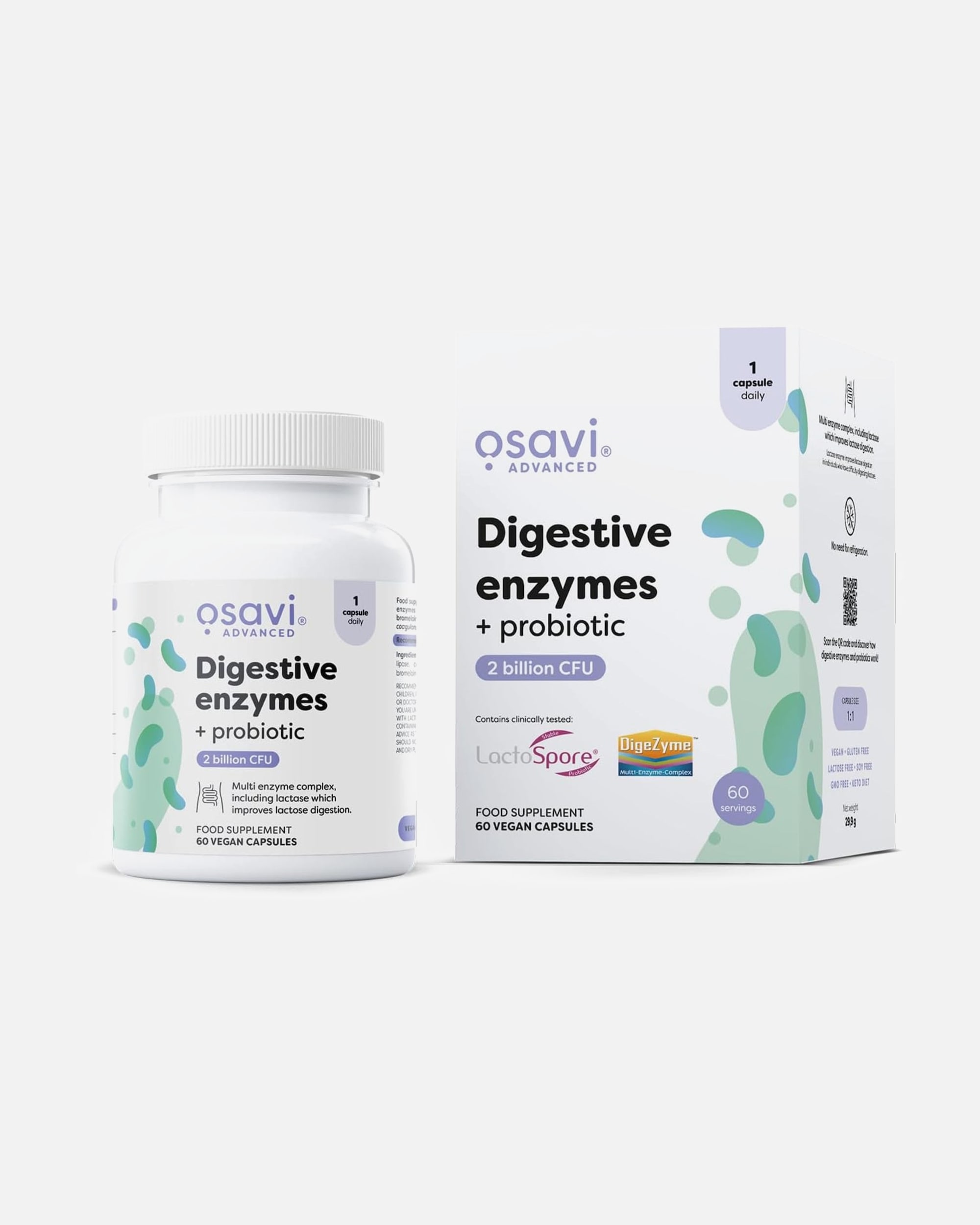 Voedingssupplement voor UnisexOsaviDefault Brand LineSpijsverteringsenzymen met Probioticum120 capsules
