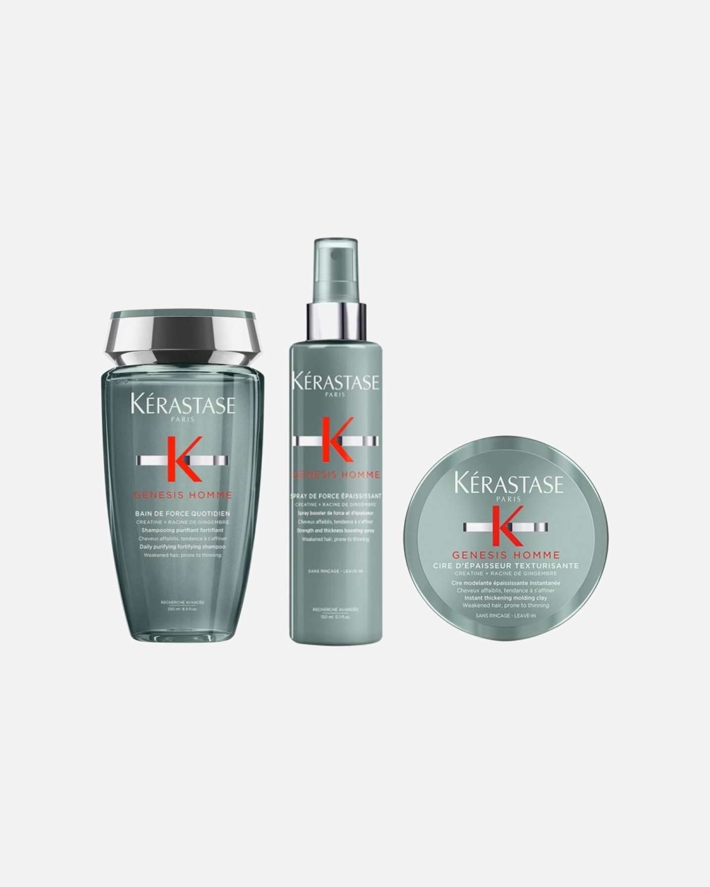 Haarverzorgingsset voor KérastaseGenesis HOMME 3-delige set (Bain de Force / Cire Push-up / Spray Récupérateur)1 stuk