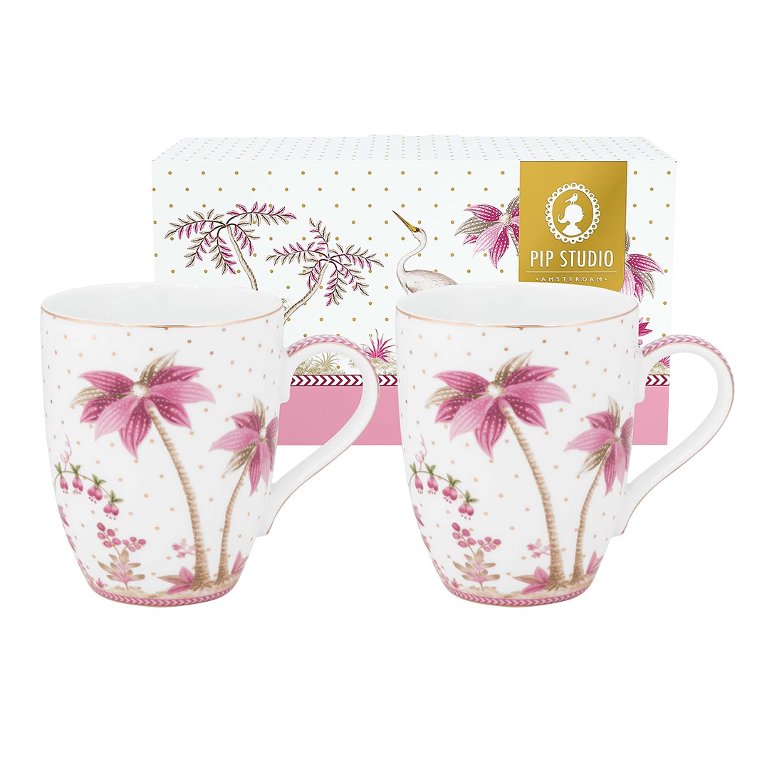Mokken Jolie Flowers Roze set van 2