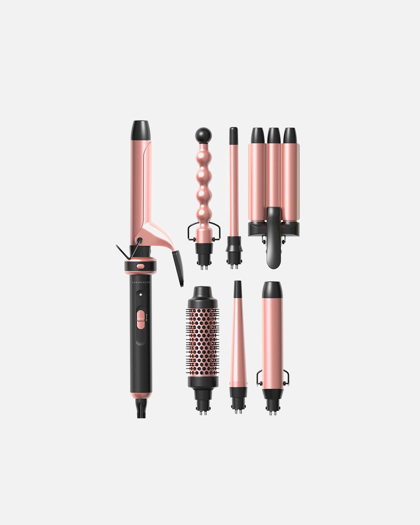 Haarrollers voor UnisexSansbeauteDefault Brand Line7 in 1 Krultang met Klem en Wafeltang - 13mm tot 38mm - Keramische Haarkruller - Haarstyler - Curling Iron - Krulborstel1 Piece