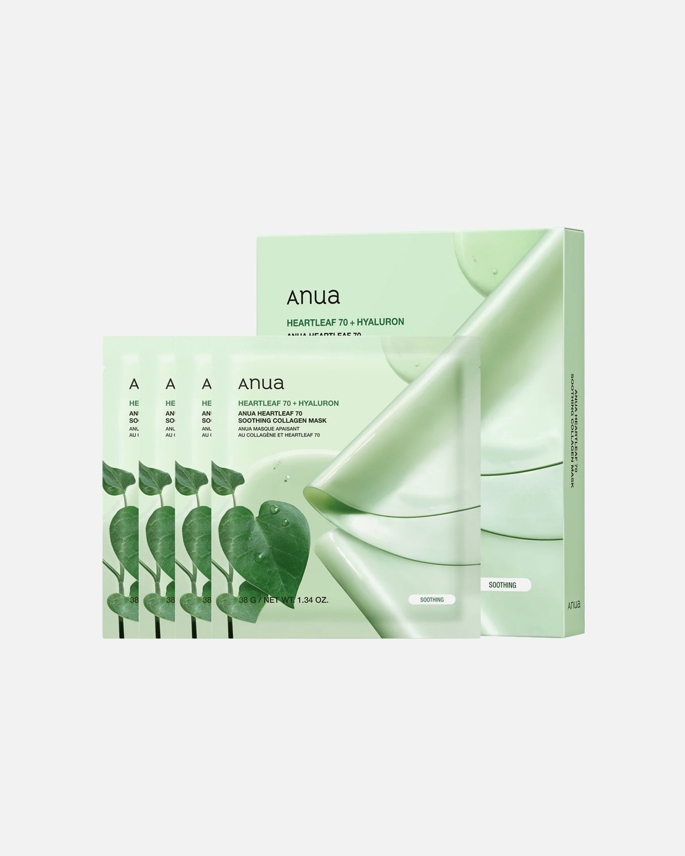 Sheetmasker voor UnisexAnuaHeartleaf 70 Soothing Collagen Mask 4 Stück4 Stück