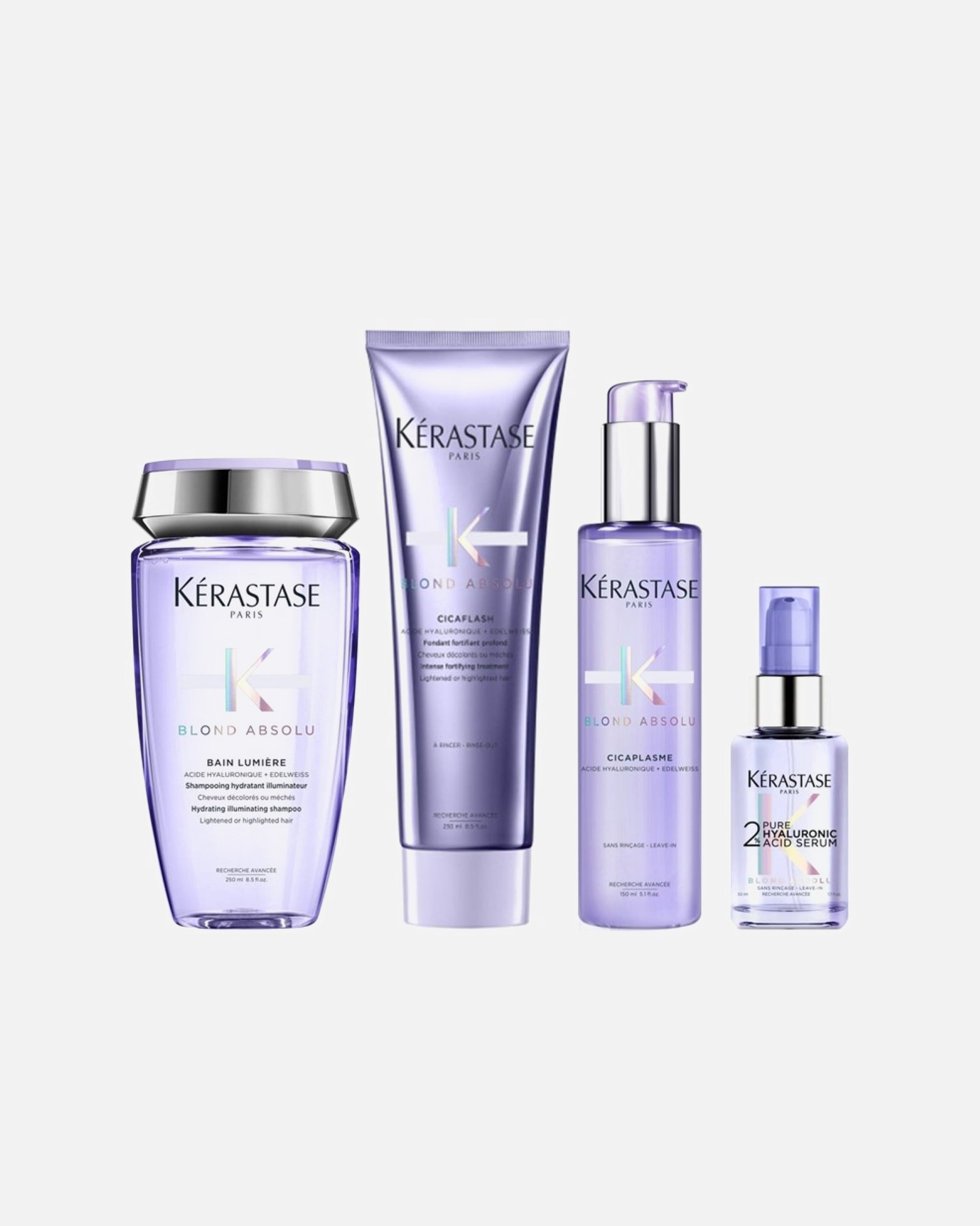 Haarverzorgingsset voor KérastaseBlond Absolu L 4er Set (Bain Lumière / Cicaflash / Cicaplasme / Hyaluronic Serum)1 Stuk
