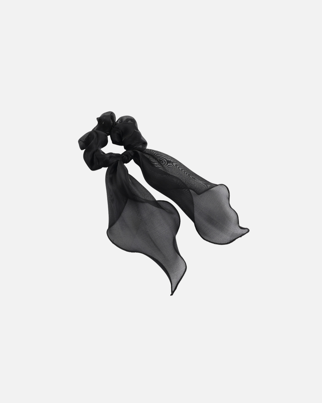 Haarelastiekje voor SOHOSOHO Ajni Scrunchie met Sjaal in Wit - Elegante Organza HaarbandZwart