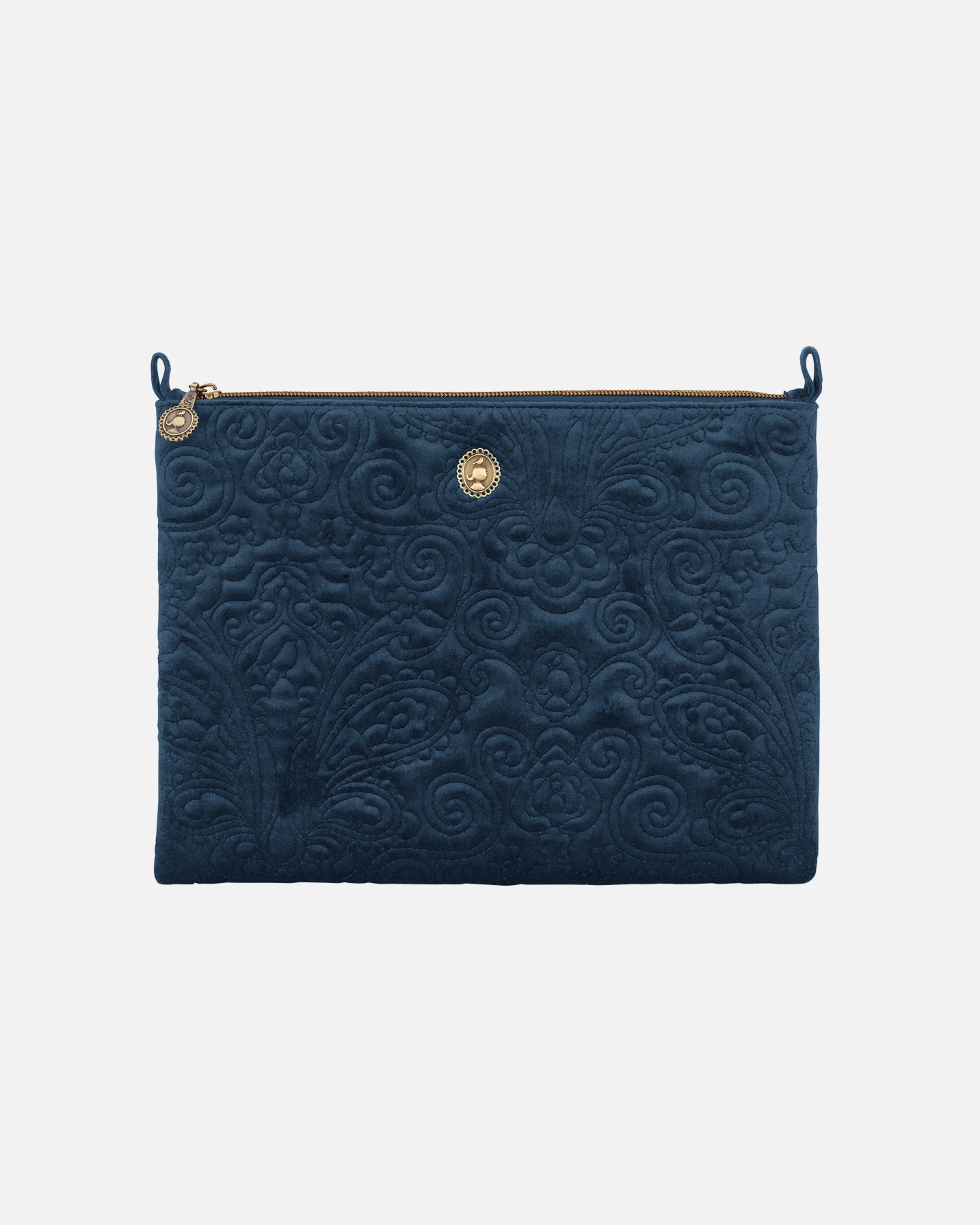 Make-up tas voor UnisexCharly Platte Make-uptas Groot Velvet Quiltey Days Blauw30x22x1cm