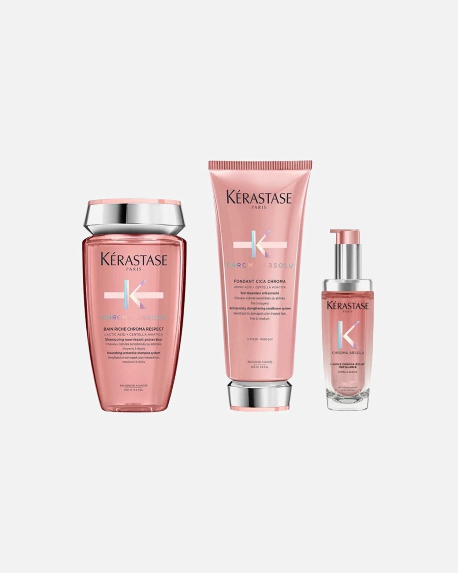 Haarverzorgingsset voor KérastaseChroma Absolu Set RICHE Huile (Bain Riche/ Conditioner / Haarolie)1 stuk