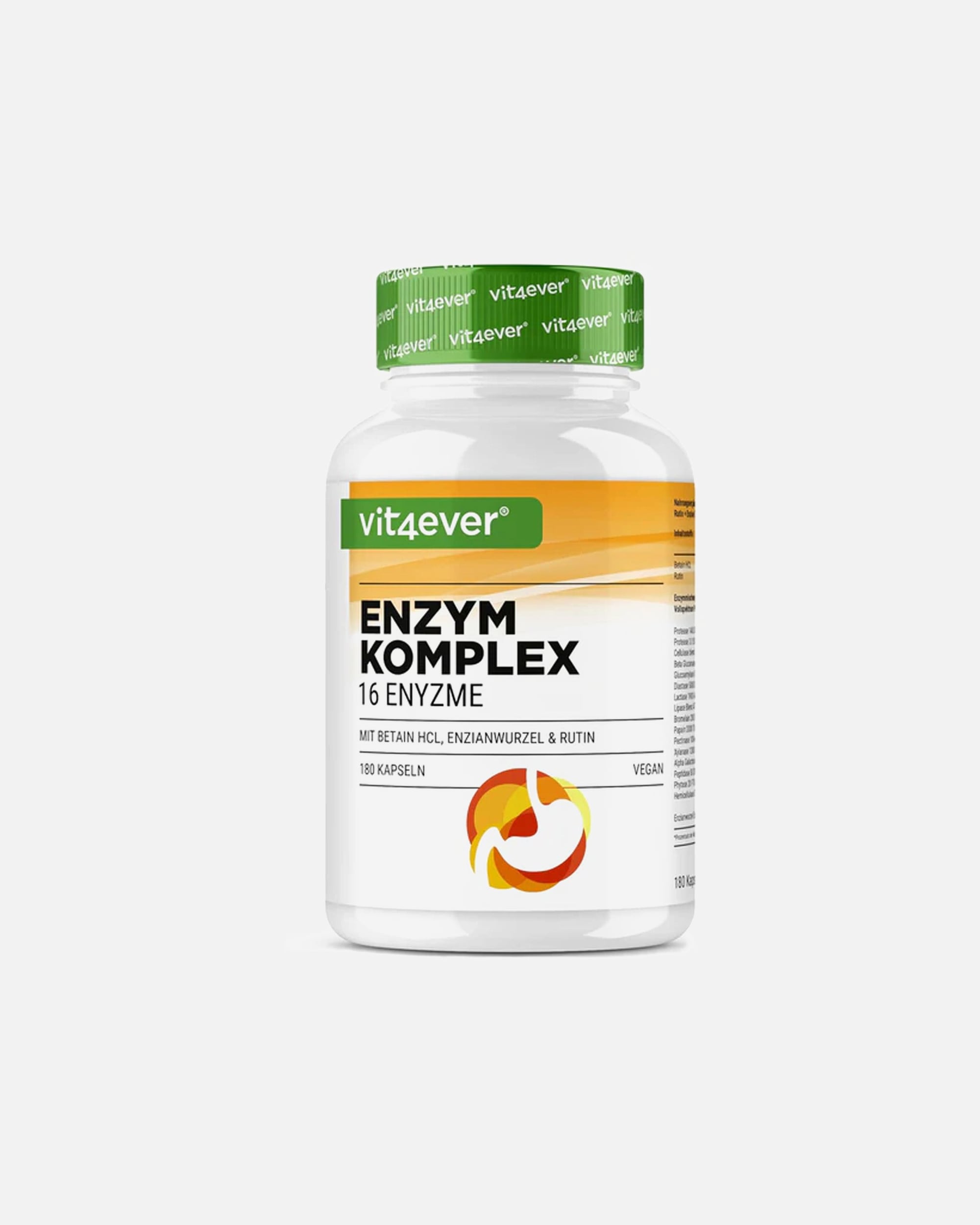 Voedingssupplement voor UnisexVit4everDefault Brand LineSpijsverteringsenzymen met betaine HCL, rutin & gentiaan180 capsules