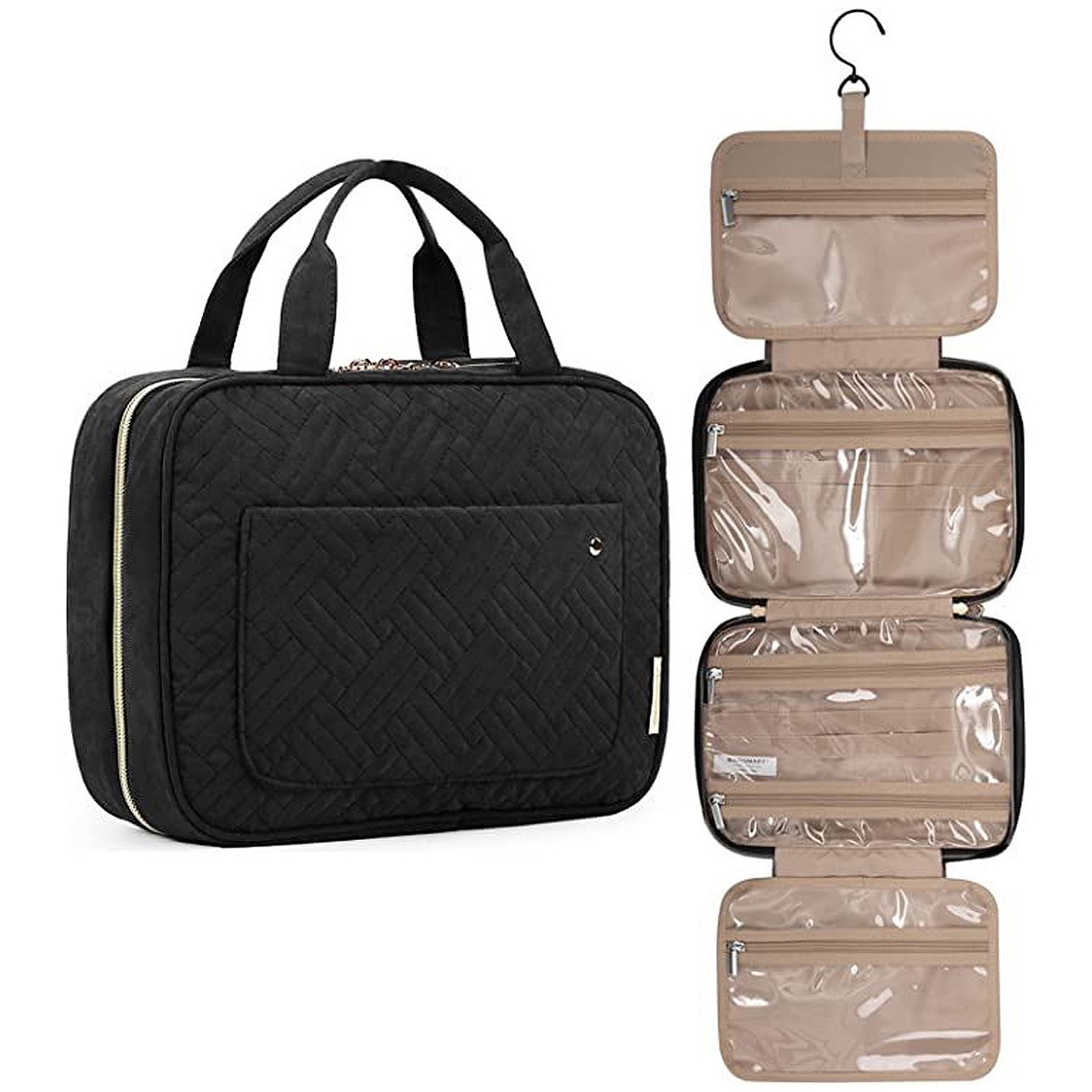 Waterdichte Make-uptas Klein - Reis Toilettas Nylon Met Vakken, Groen, Multifunctioneel Voor Dames