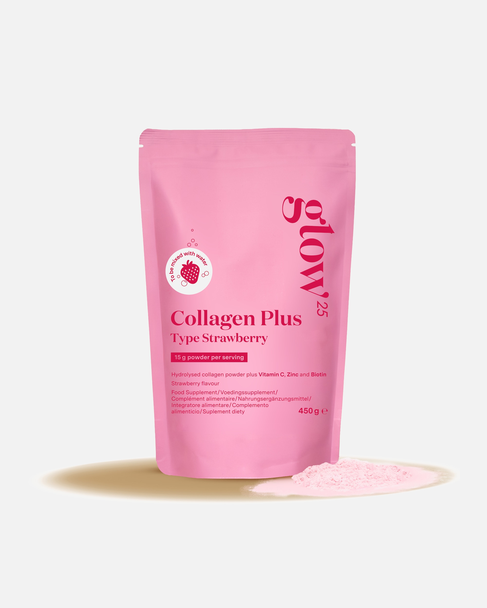 voor UnisexCollagen Powder Plus Strawberry - Premium Collagen Hydrolysate with Vitamin C, Zinc & Biotin450g