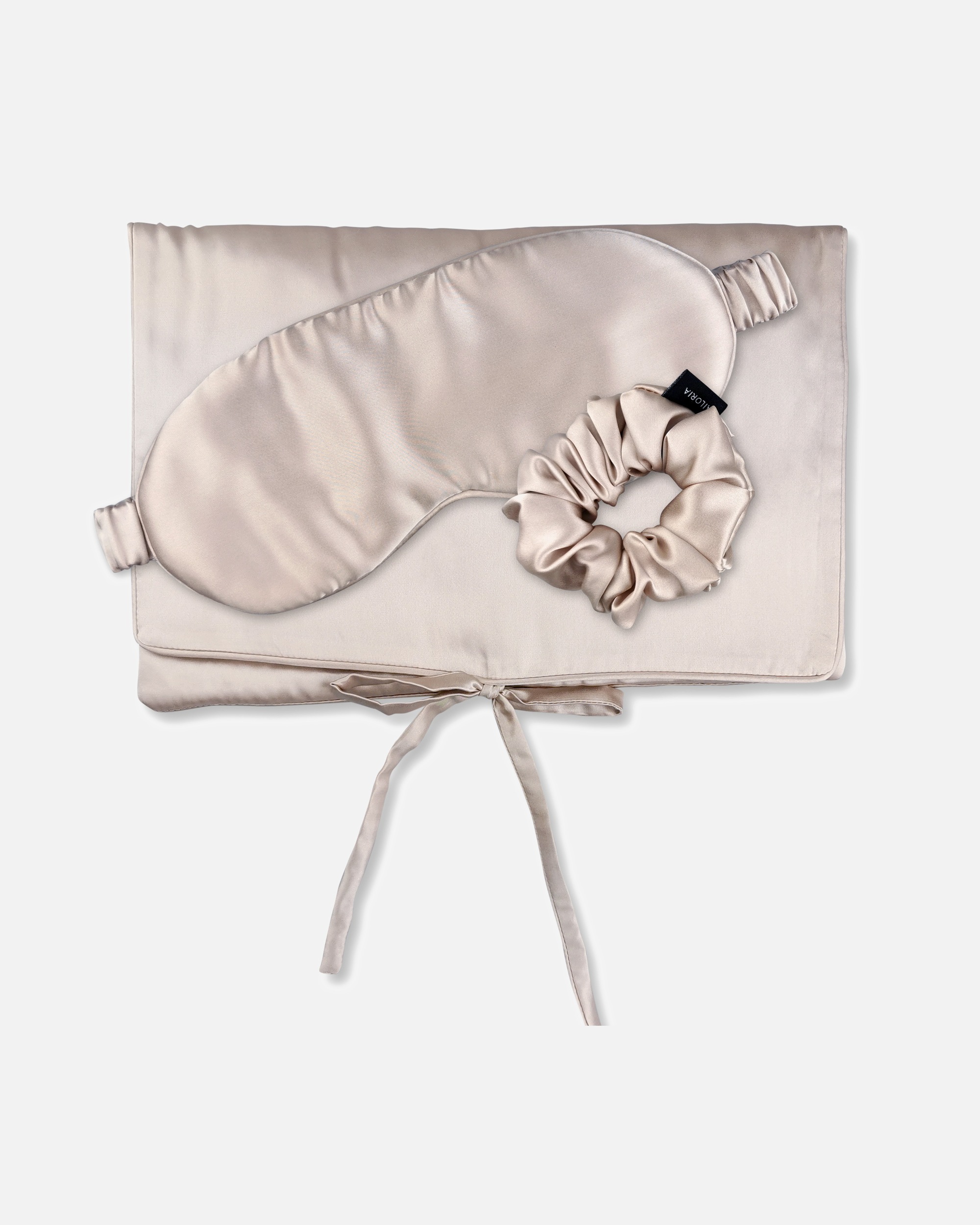 Haarband voor AiloriaTRAVEL SET BEAUTY M Zijden Zakje, Slaapmasker & Scrunchie Mbeige