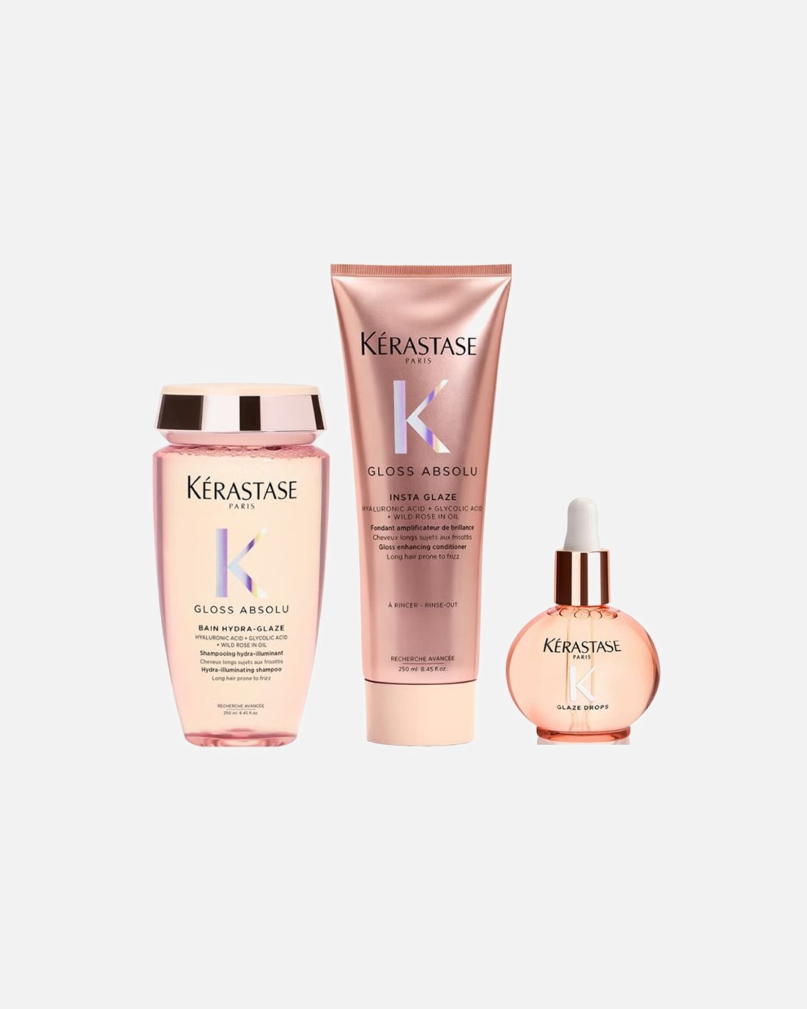 Haarverzorgingsset voor KérastaseGloss Absolu Set Drops (Shampoo / Conditioner/ Drops)1 stuk