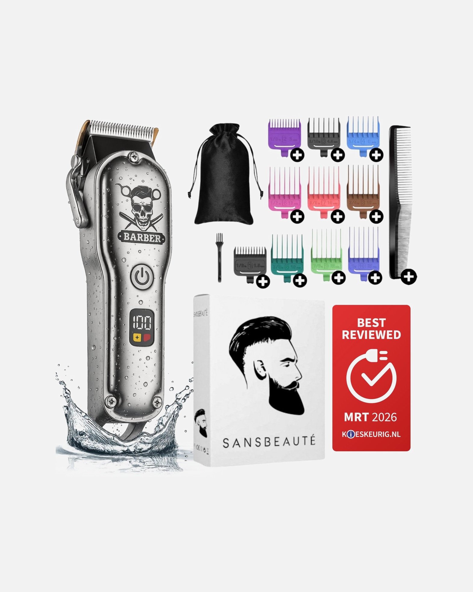 Tondeuse voor UnisexSansbeauteDefault Brand LineProfessionele Draadloze Tondeuse Mannen - Hair Clipper - Haartrimmer - Baardtrimmer - Trimmer - Volledig Waterproof1 Piece