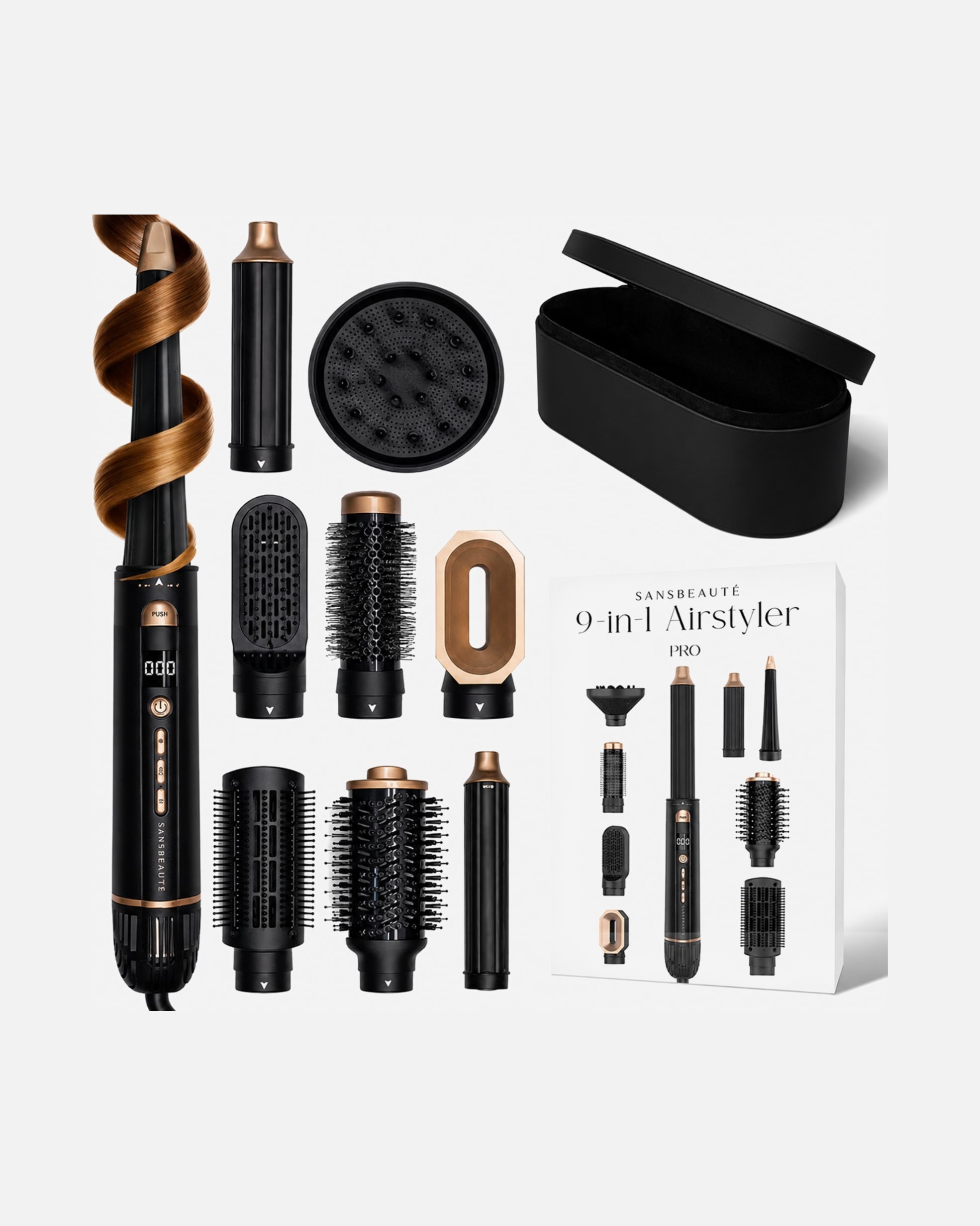 Haarrollers voor UnisexSansbeauteDefault Brand Line9-in-1 Airstyler met Diffuser en Opbergdoos - Multistyler - Föhnborstel - Haarstyler - Haarkruller - Krultang1 Piece