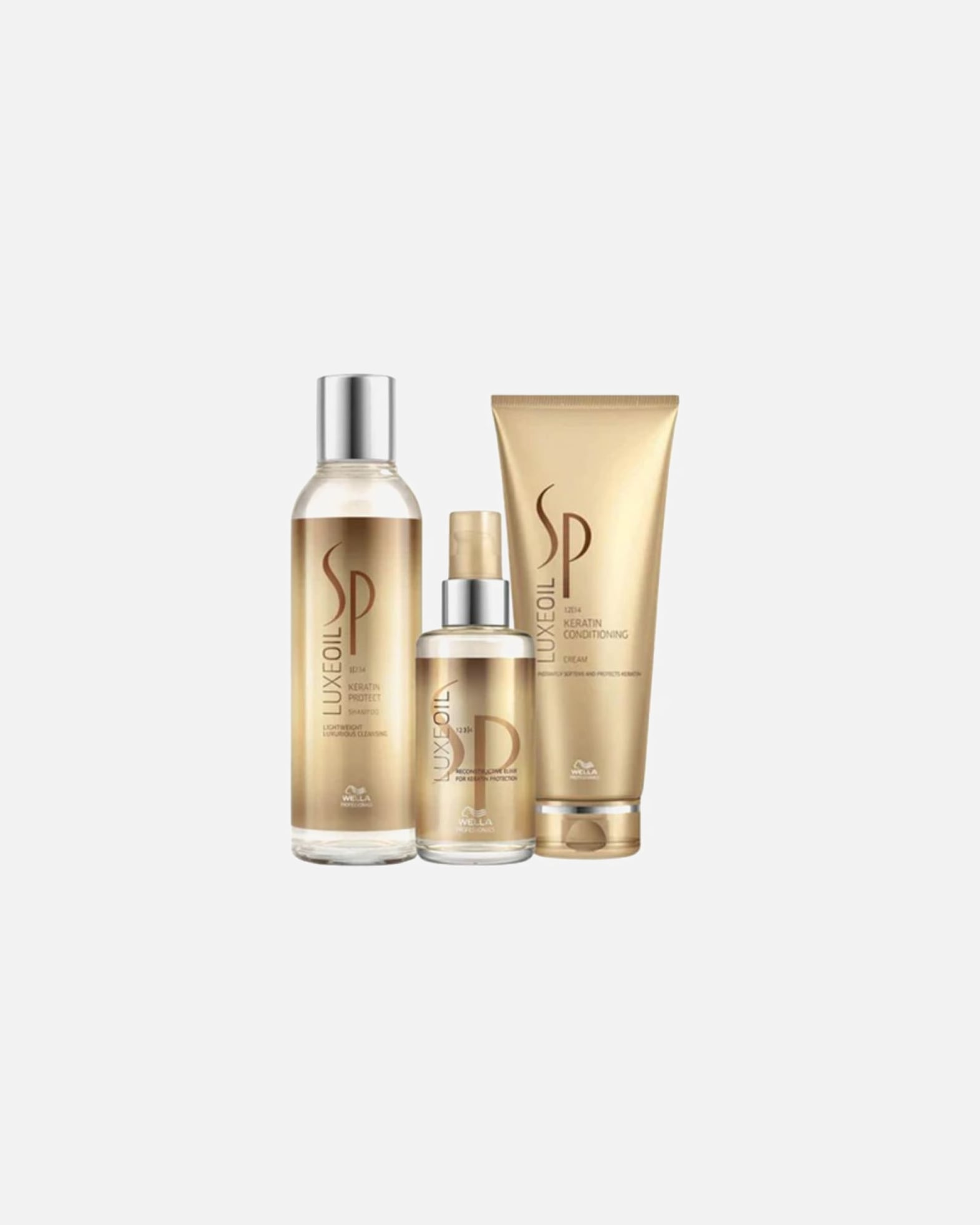 Haarverzorgingsset voor Wella ProfessionalsLuxeOil Keratin Protect Bundle Elixir 2 (Shampoo/ Conditioner/ haarolie)1 stuk