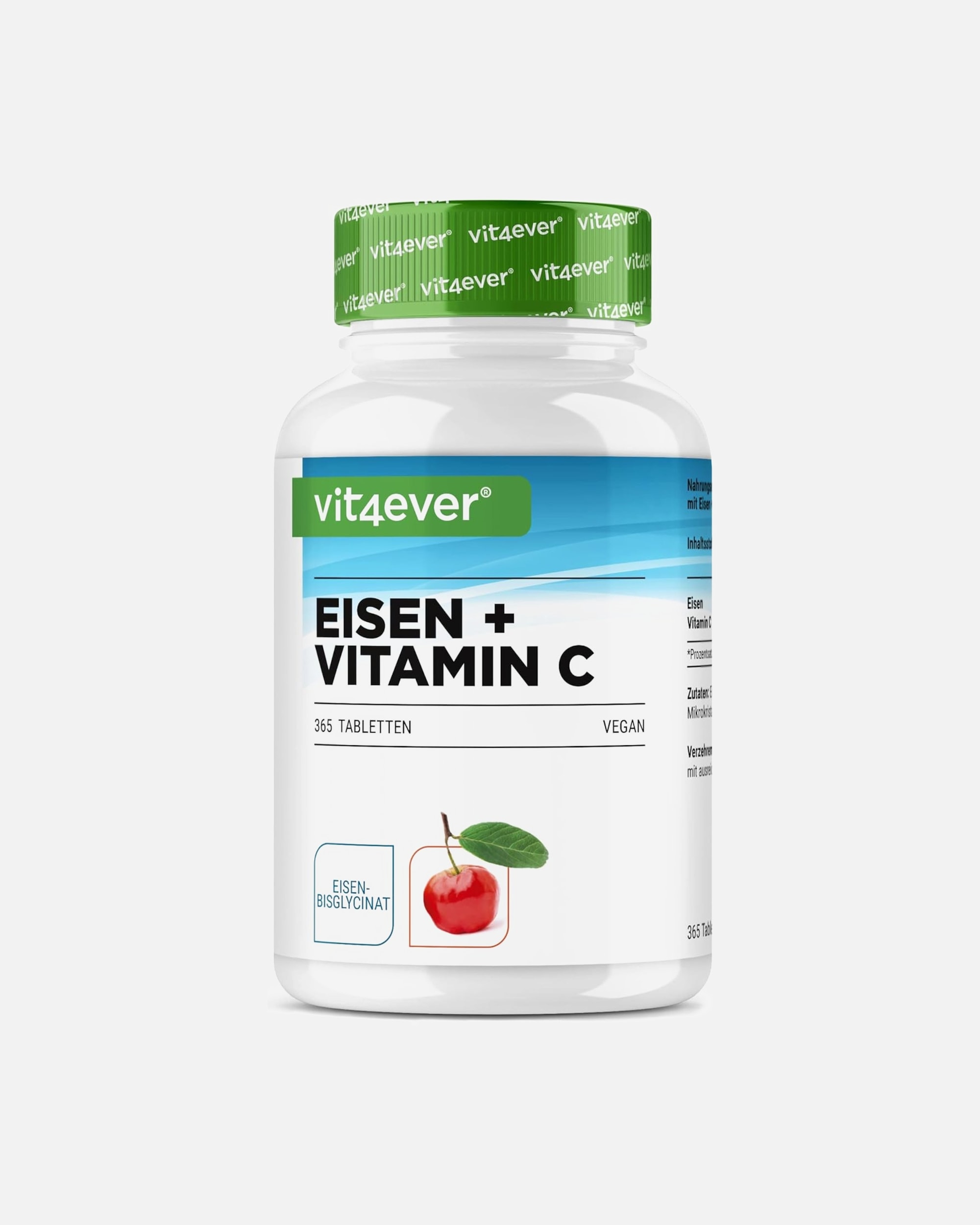 Voedingssupplement voor UnisexVit4everDefault Brand LineIJzer + Vitamine C ijzerbisglycinaat & acerola365 tabletten
