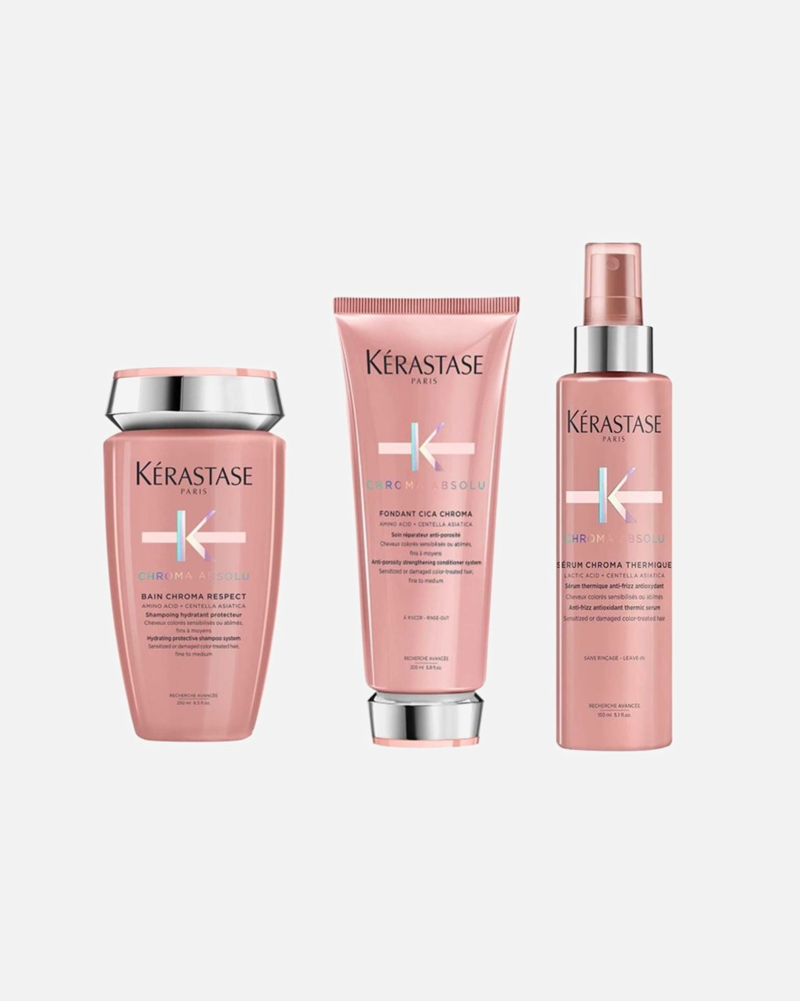Haarverzorgingsset voor KérastaseChroma Absolu Set Respect Serum (Shampoo / Conditioner/ Serum Protect)1 stuk