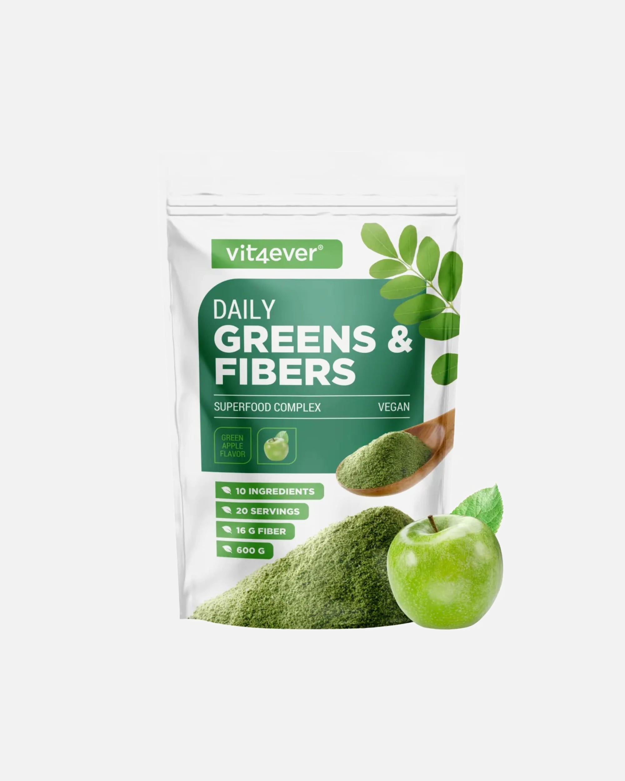 Voedingssupplement voor UnisexVit4everDefault Brand LineDaily Greens & FibersGroene Appel