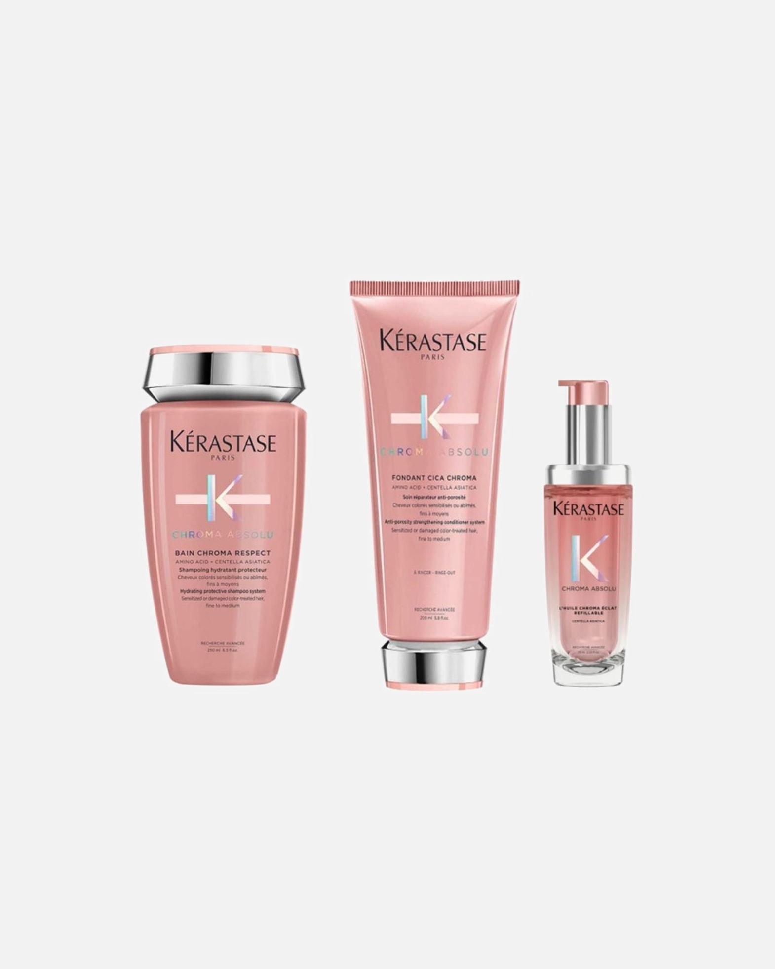 Haarverzorgingsset voor KérastaseChroma Absolu Set Respect Huile (Shampoo / Conditioner/ Haarolie)1 stuk