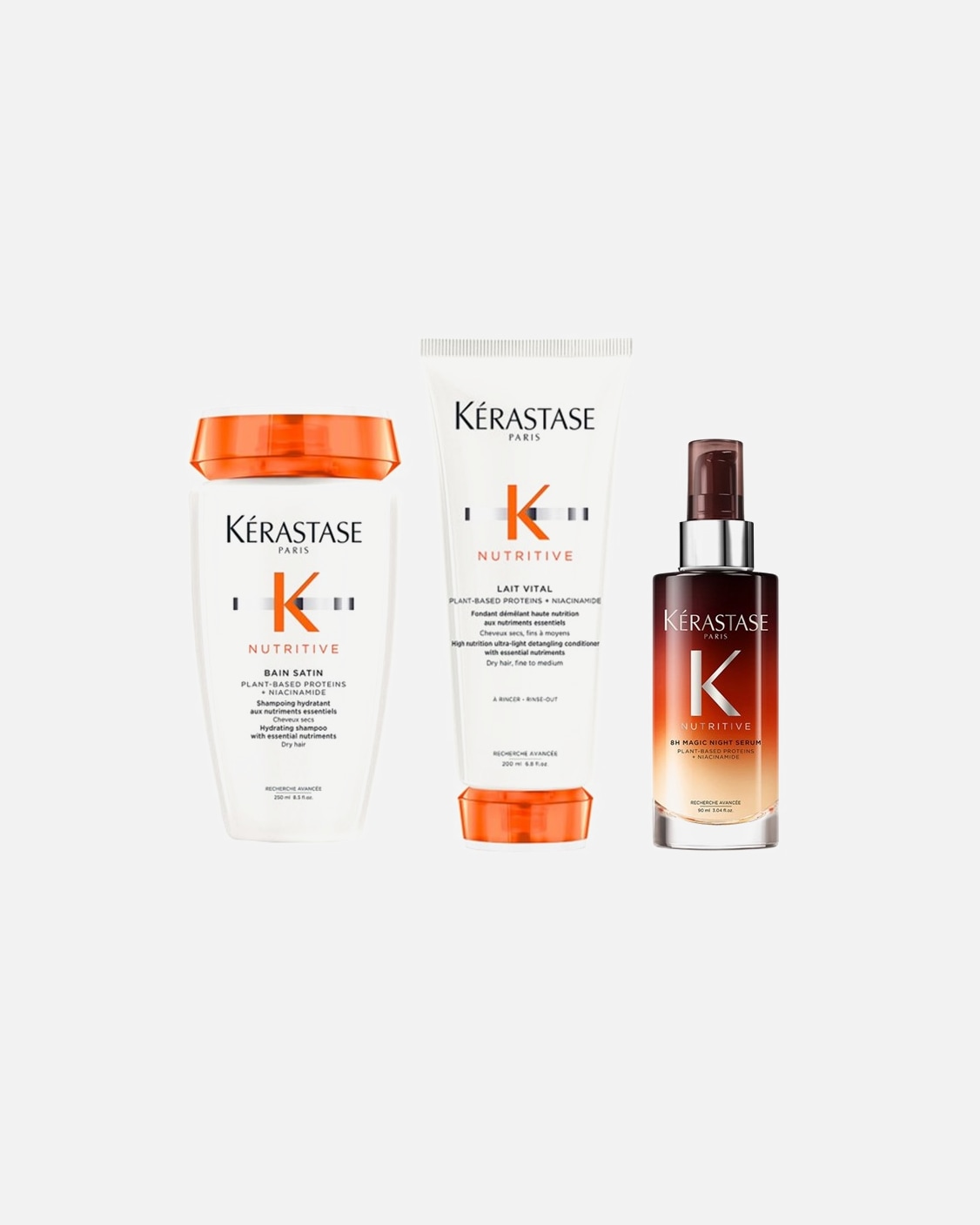 Haarverzorgingsset voor KérastaseNutritive Set 8 H (Bain Satin/ Lait Vital/ 8 H Magic Night Serum)1 stuk